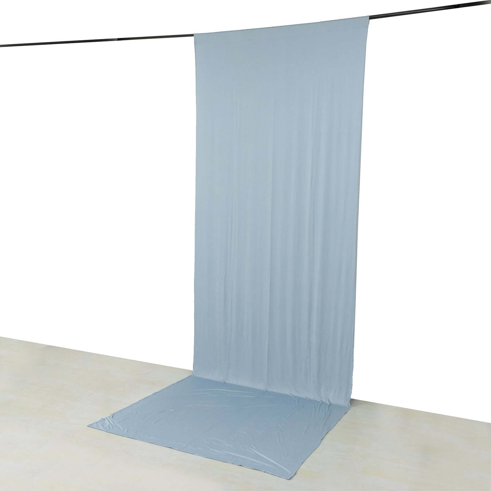 Hot Sale! Dusty Blue 4-Way Stretch Spandex Event Backdrop Curtains with Rod Pockets, 5ft x 14ft, Wrinkle-Free