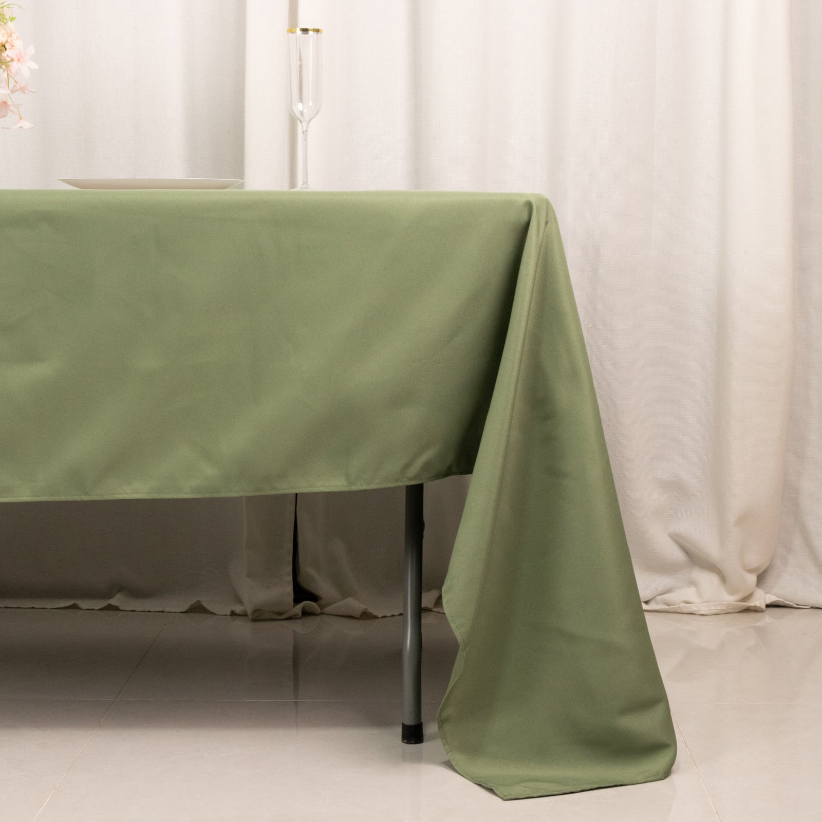 Stain-Resistant 220GSM Dusty Sage Green Premium Polyester Rectangle Tablecloth 60x126