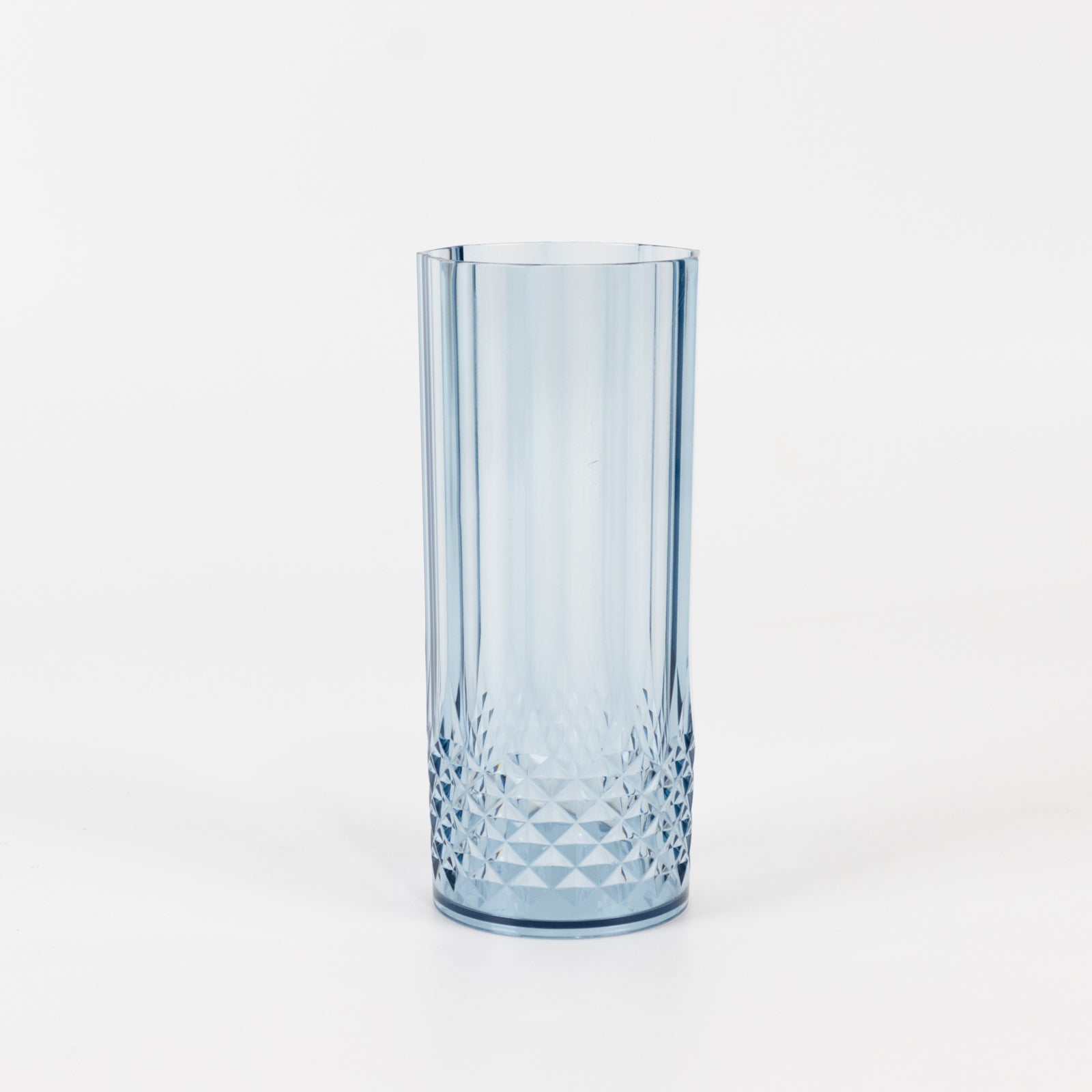 6-Pack Shatterproof 14oz Dusty Blue Plastic Cocktail Tumblers - Crystal Cut Style