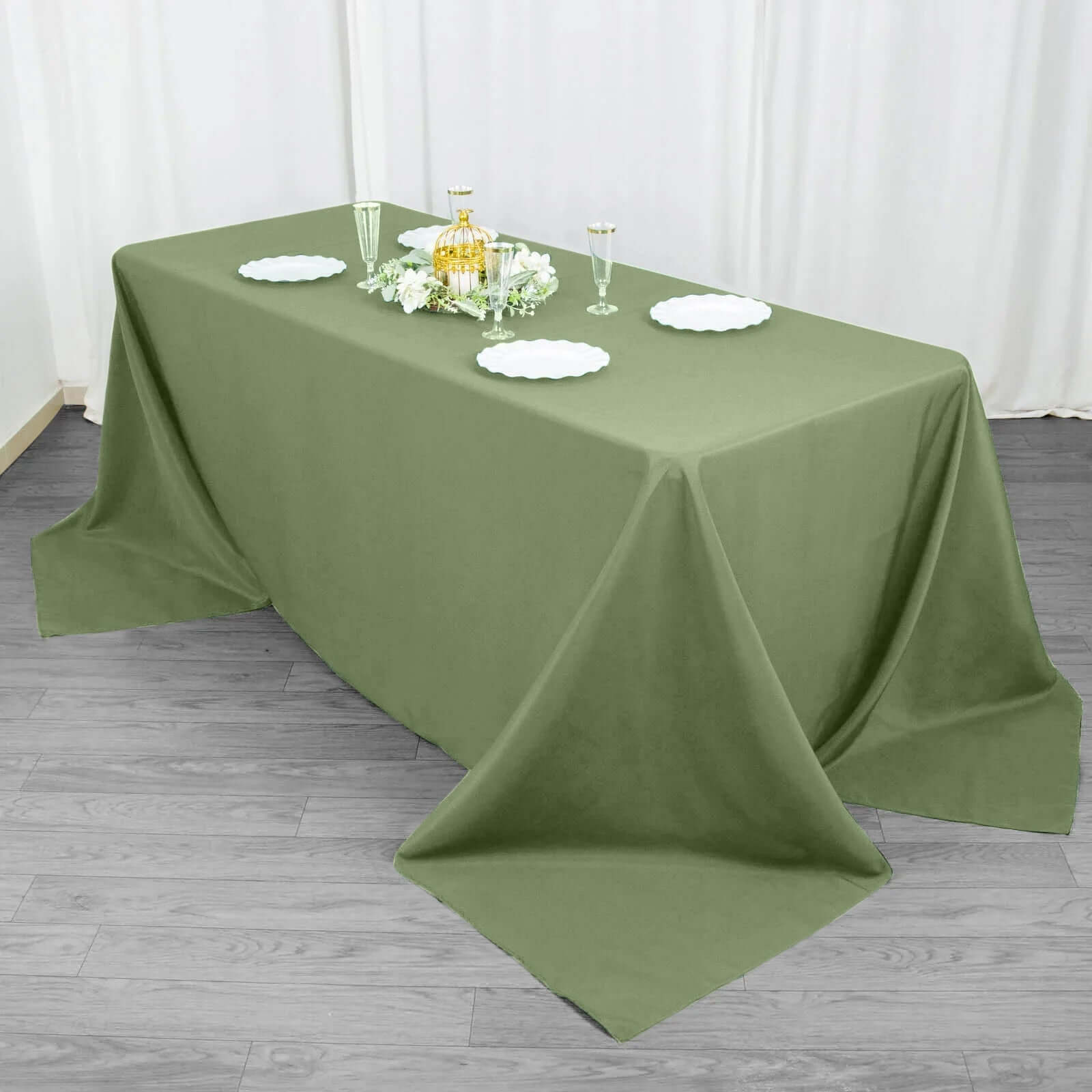 220GSM Seamless Stain-Resistant Premium Polyester Rectangle Tablecloth in Dusty Sage Green 90x132