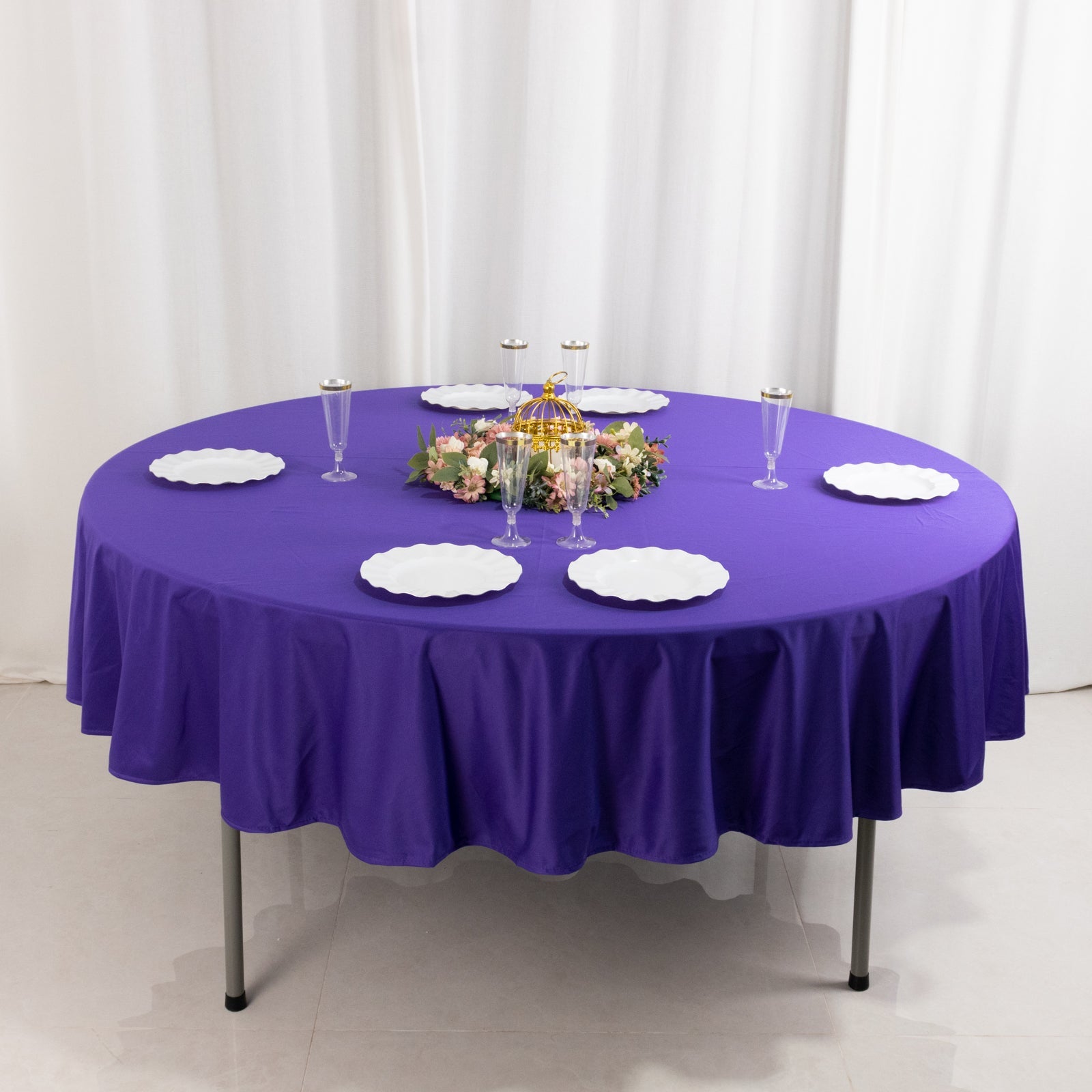 Premium Purple 90-Inch Round Scuba Tablecloth - Stain & Wrinkle Resistant