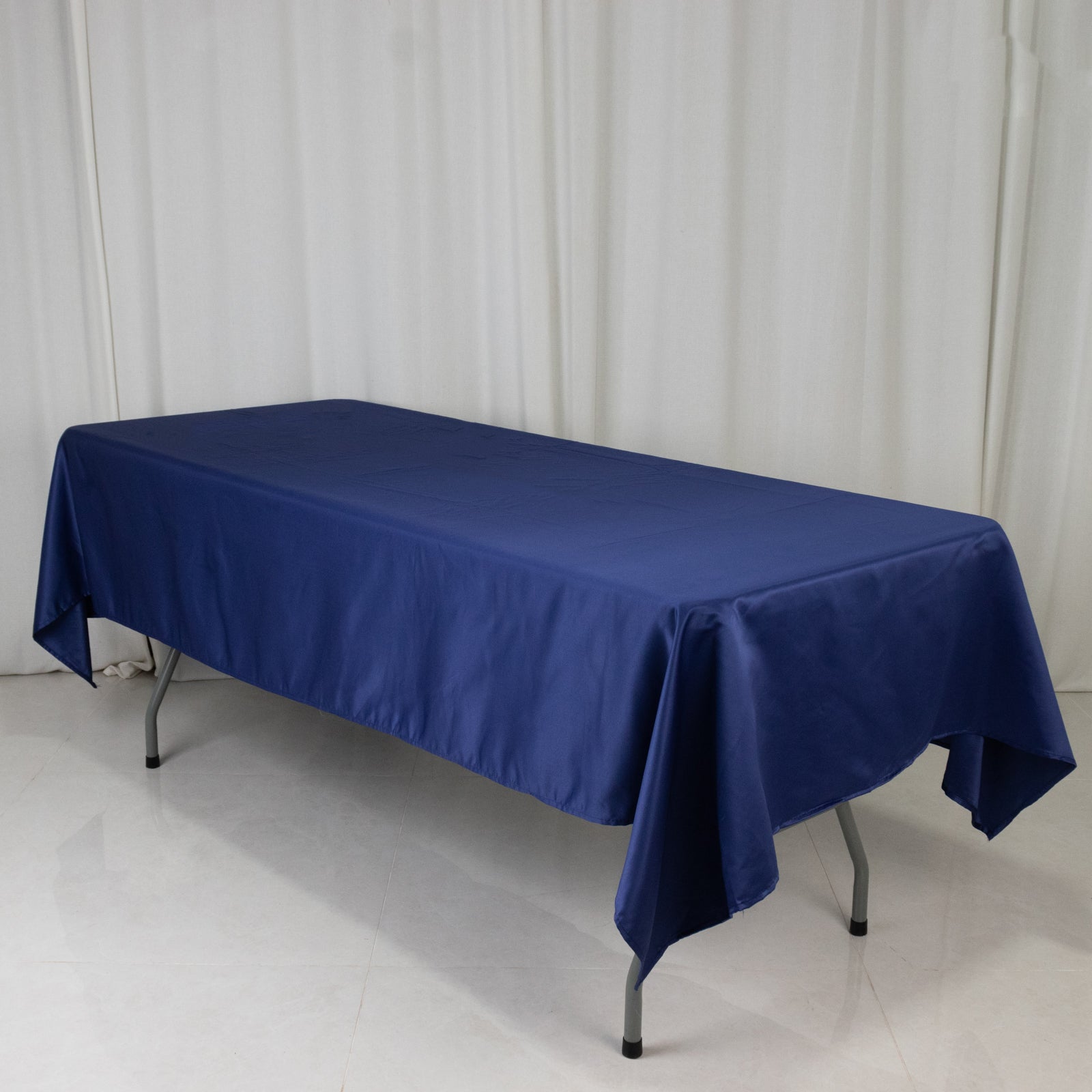 Navy Blue Lamour Satin Rectangle Tablecloth (60x102) - Durable & Soft