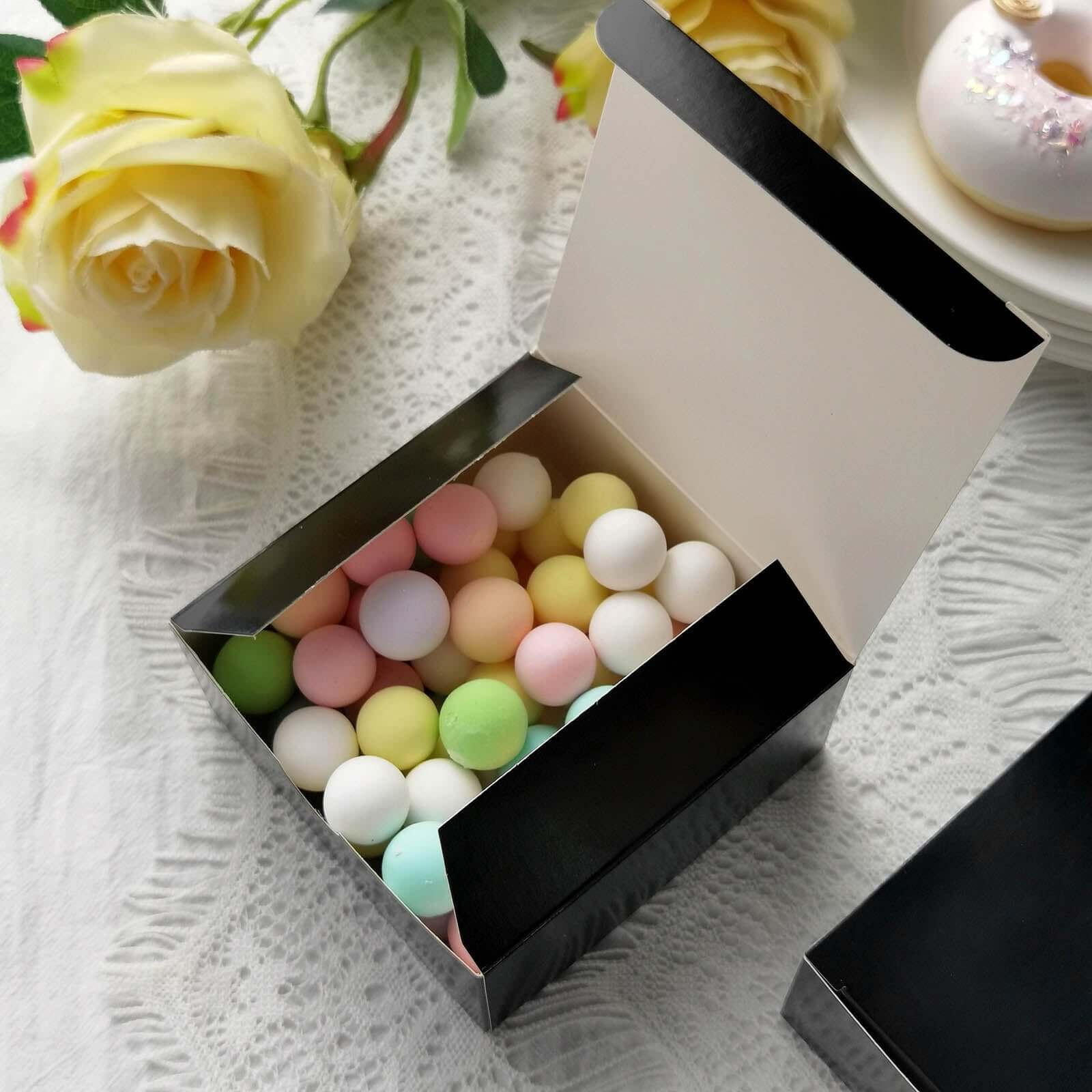 100-Pack 4x4x2 Black DIY Cardstock Cake and Cupcake Party Favor Gift Boxes
