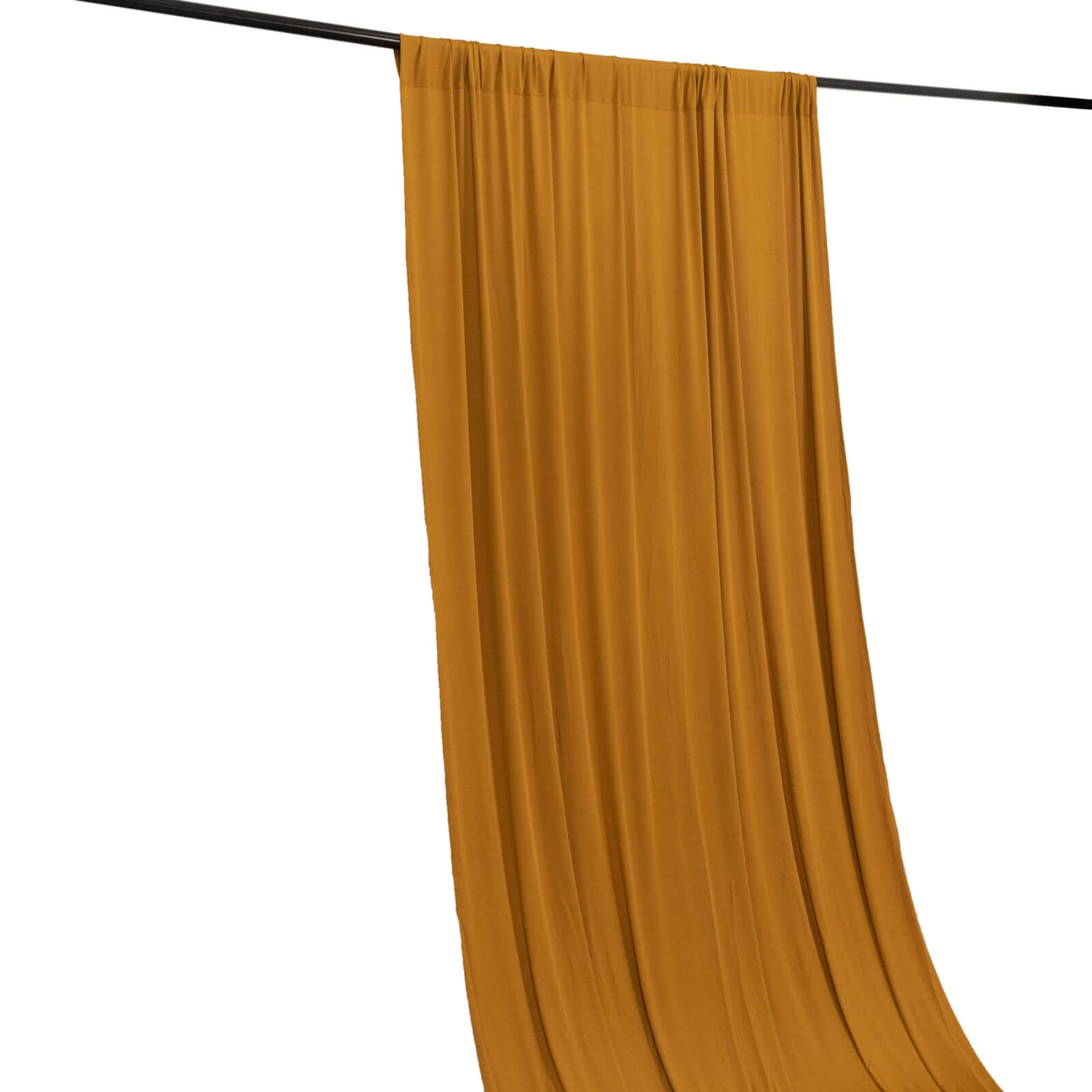 Wrinkle-Free Gold 4-Way Stretch Spandex Event Backdrop Drapes with Rod Pockets - 5ft x 14ft