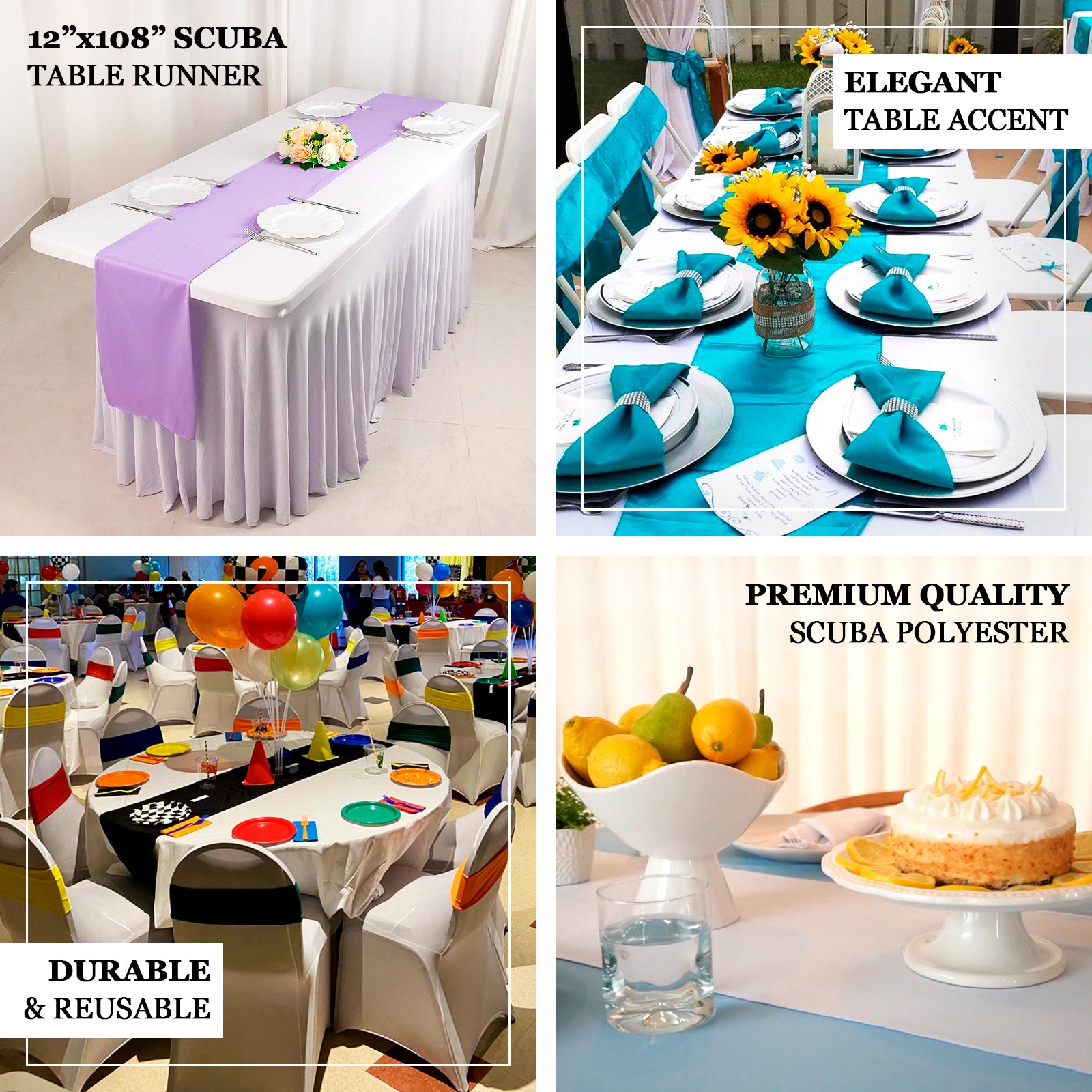Wrinkle-Free Dusty Blue 12x108 Premium Scuba Polyester Table Runner