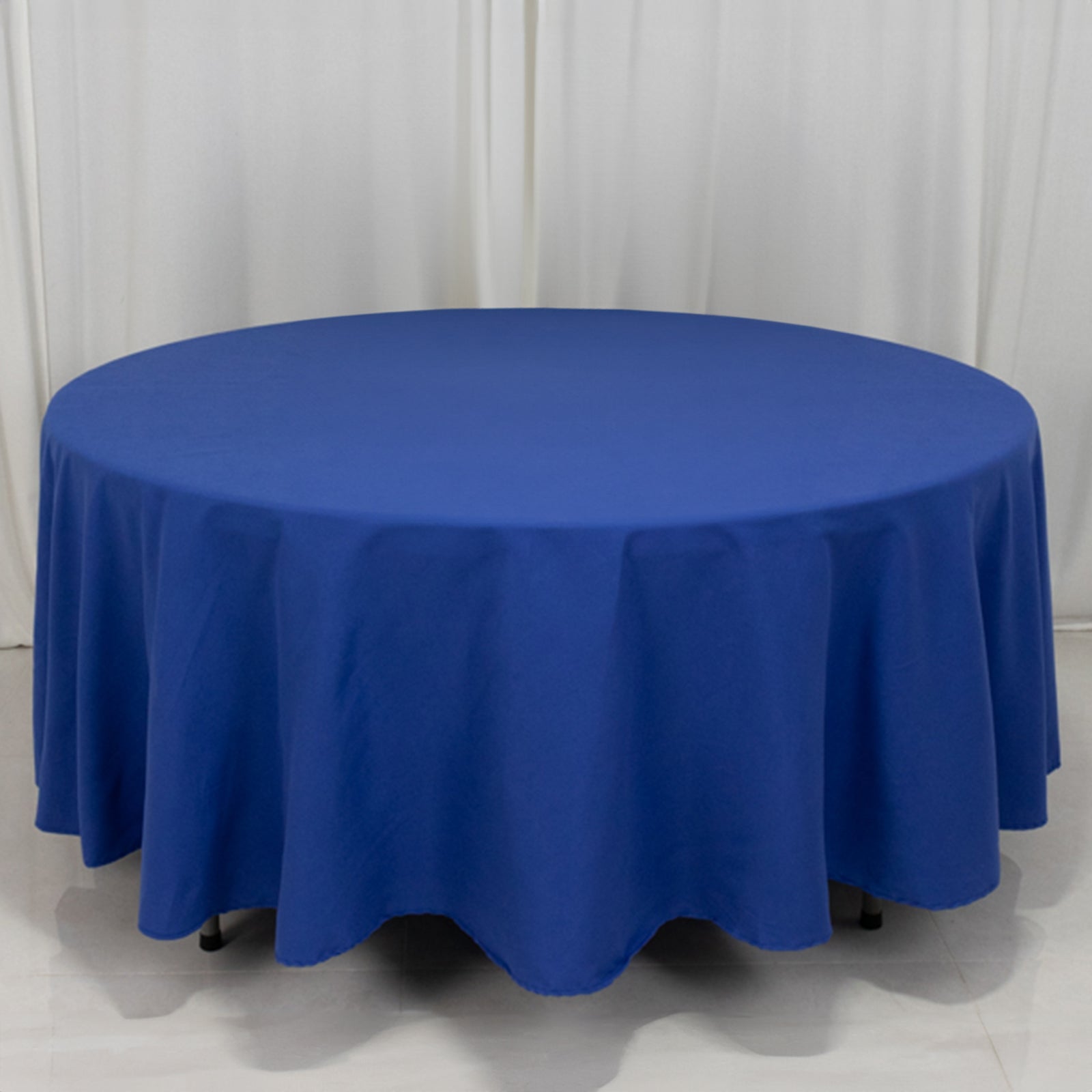 Royal Blue 108-Inch Cotton Blend Round Tablecloth with Wrinkle-Resistant Design - Ideal for Events
