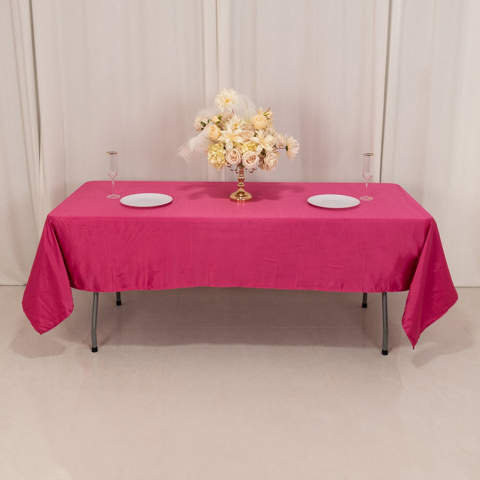 Exclusive Fuchsia Lamour Satin Rectangle Tablecloth - 60x102, Durable & Silky Soft