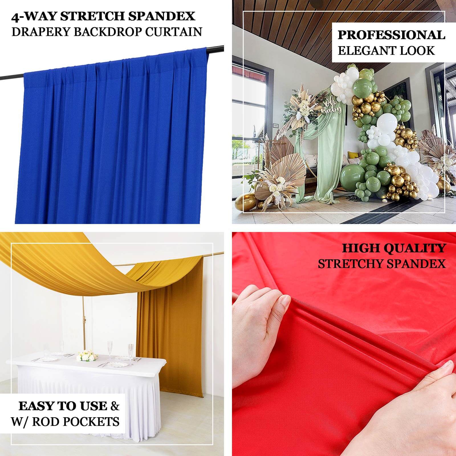 Hot Deal! 5ft x 16ft Beige Wrinkle-Free 4-Way Stretch Spandex Event Backdrop Drapes with Rod Pockets