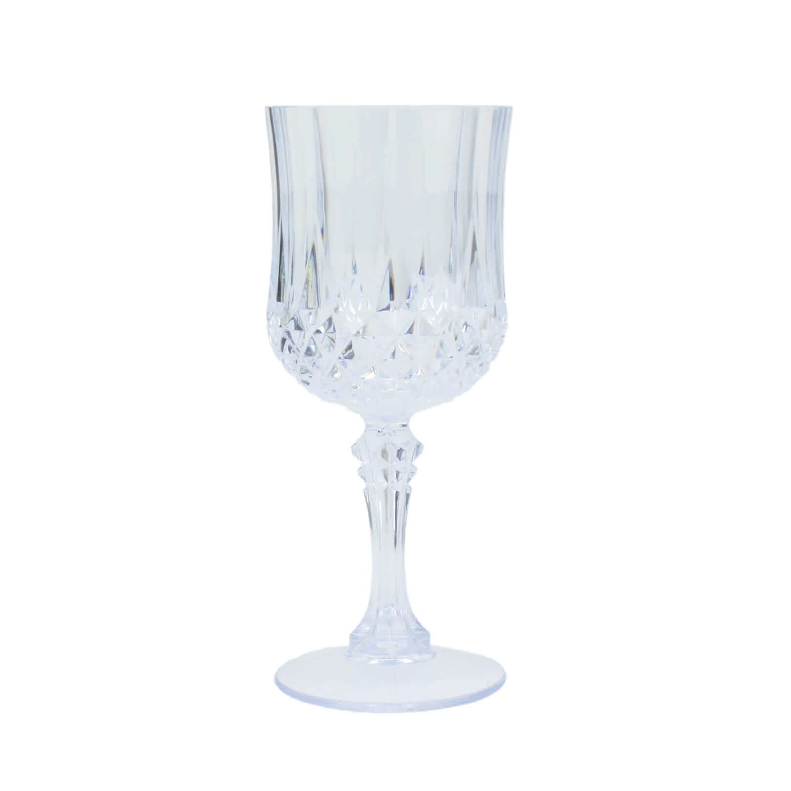 Amazing 6-Pack 8oz Shatterproof Clear Plastic Cocktail Goblets with Crystal Cut Design