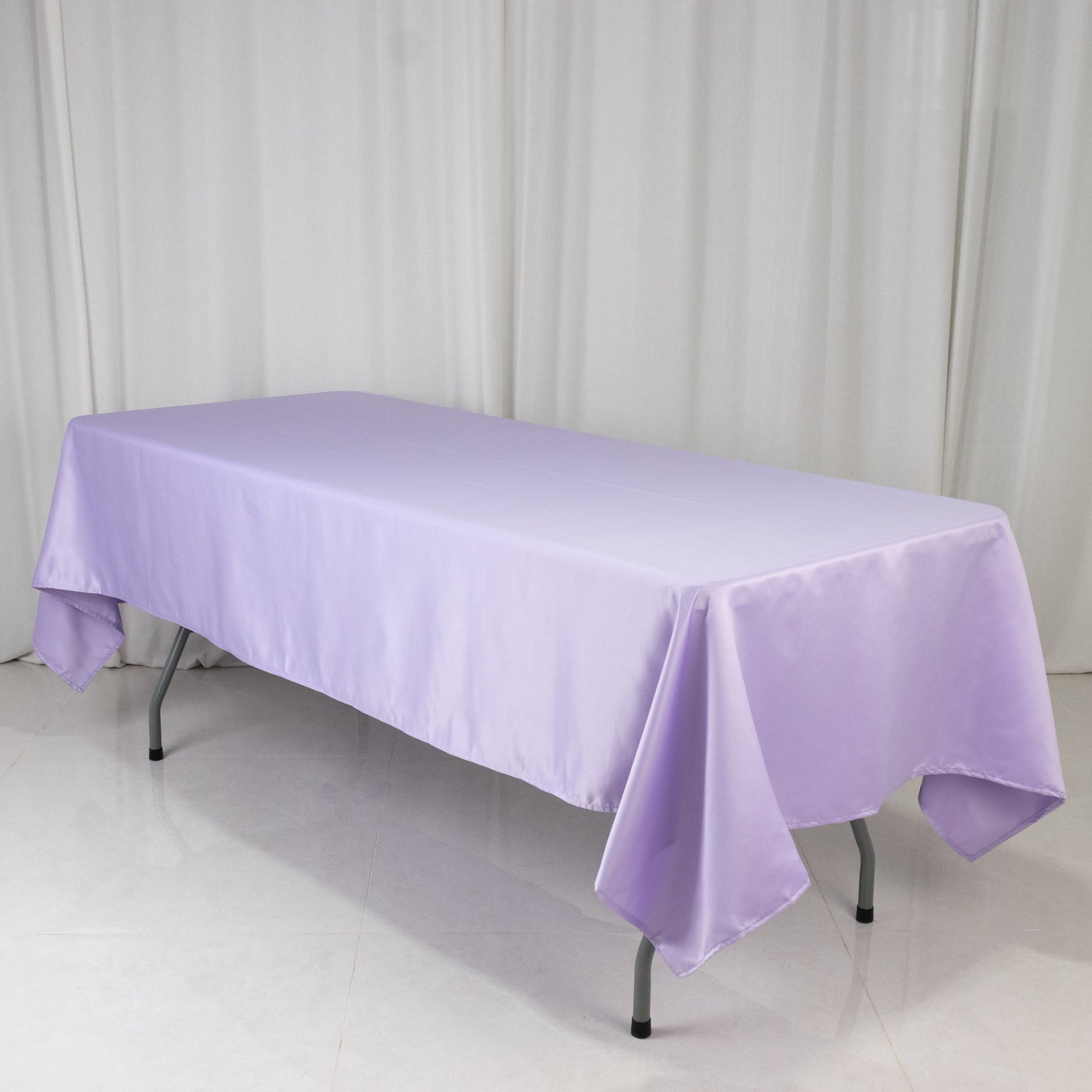 Lavender Lilac Lamour Satin Rectangle Tablecloth - 60x102, Durable & Soft
