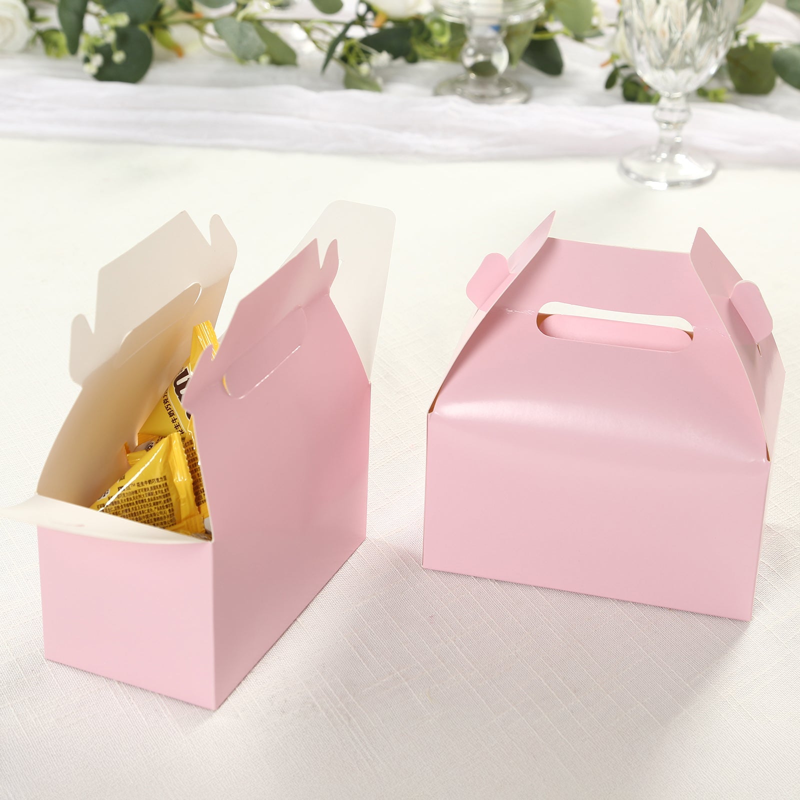 25-Pack Blush Tote Gable Candy Gift Party Favor Boxes