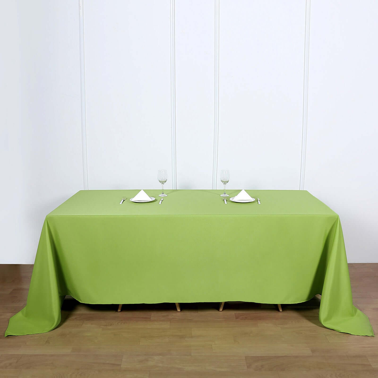 Wrinkle-Resistant Seamless Apple Green Polyester 90x132 Rectangle Tablecloth