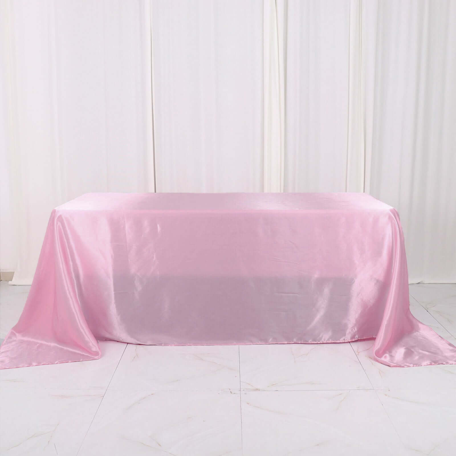 Exclusive Pink Satin 90x132 Seamless Rectangular Tablecloth