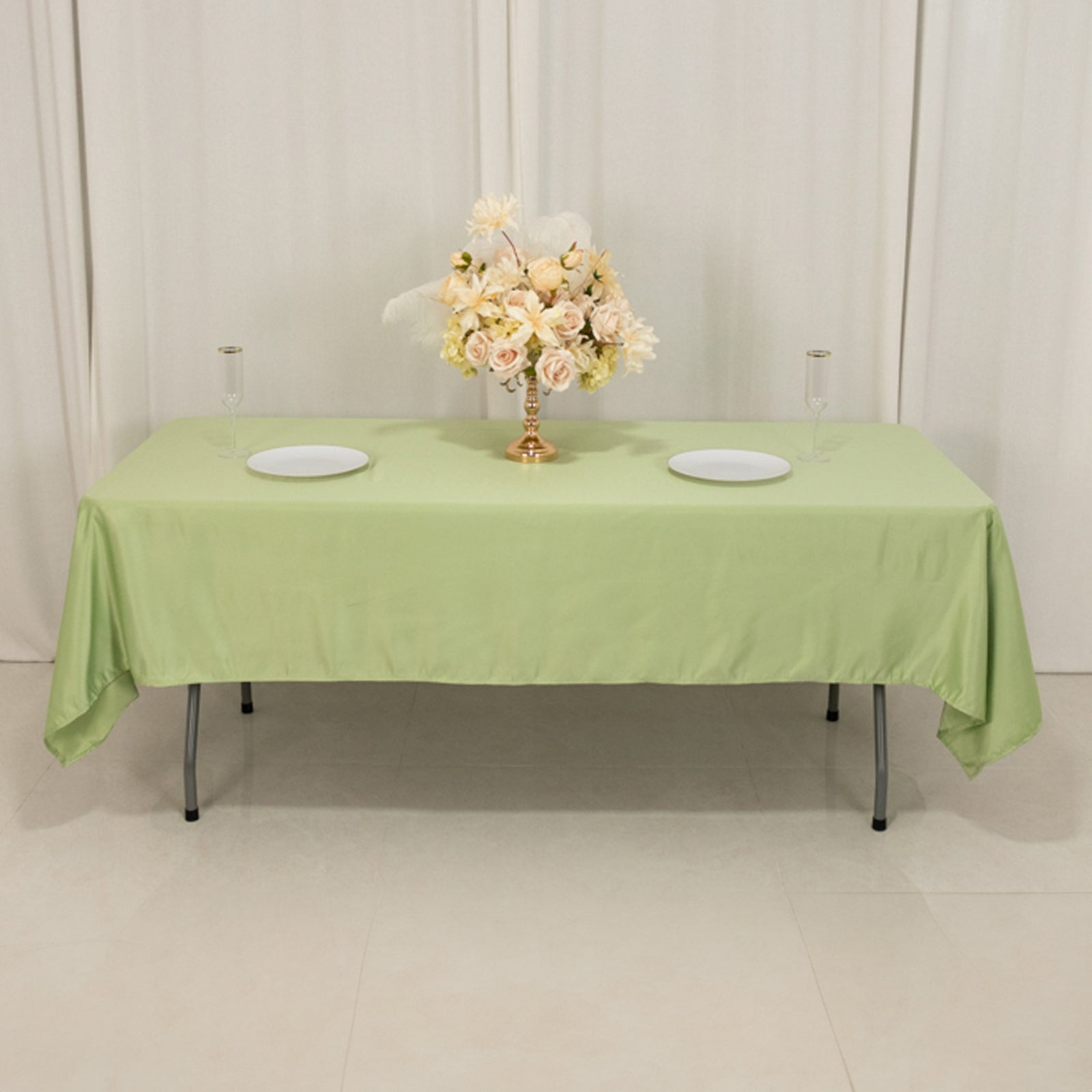 Lamour Satin Sage Green Rectangle Tablecloth - Durable & Soft, 60x102