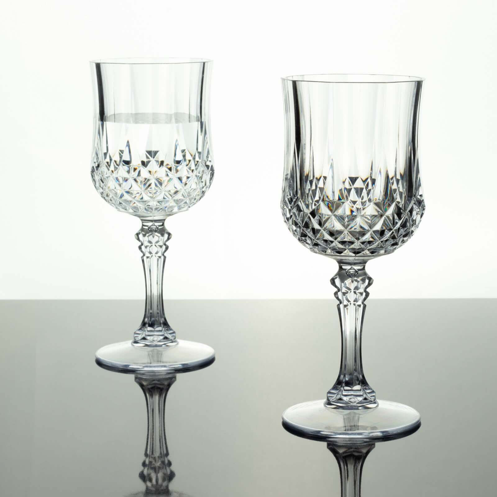 Amazing 6-Pack 8oz Shatterproof Clear Plastic Cocktail Goblets with Crystal Cut Design