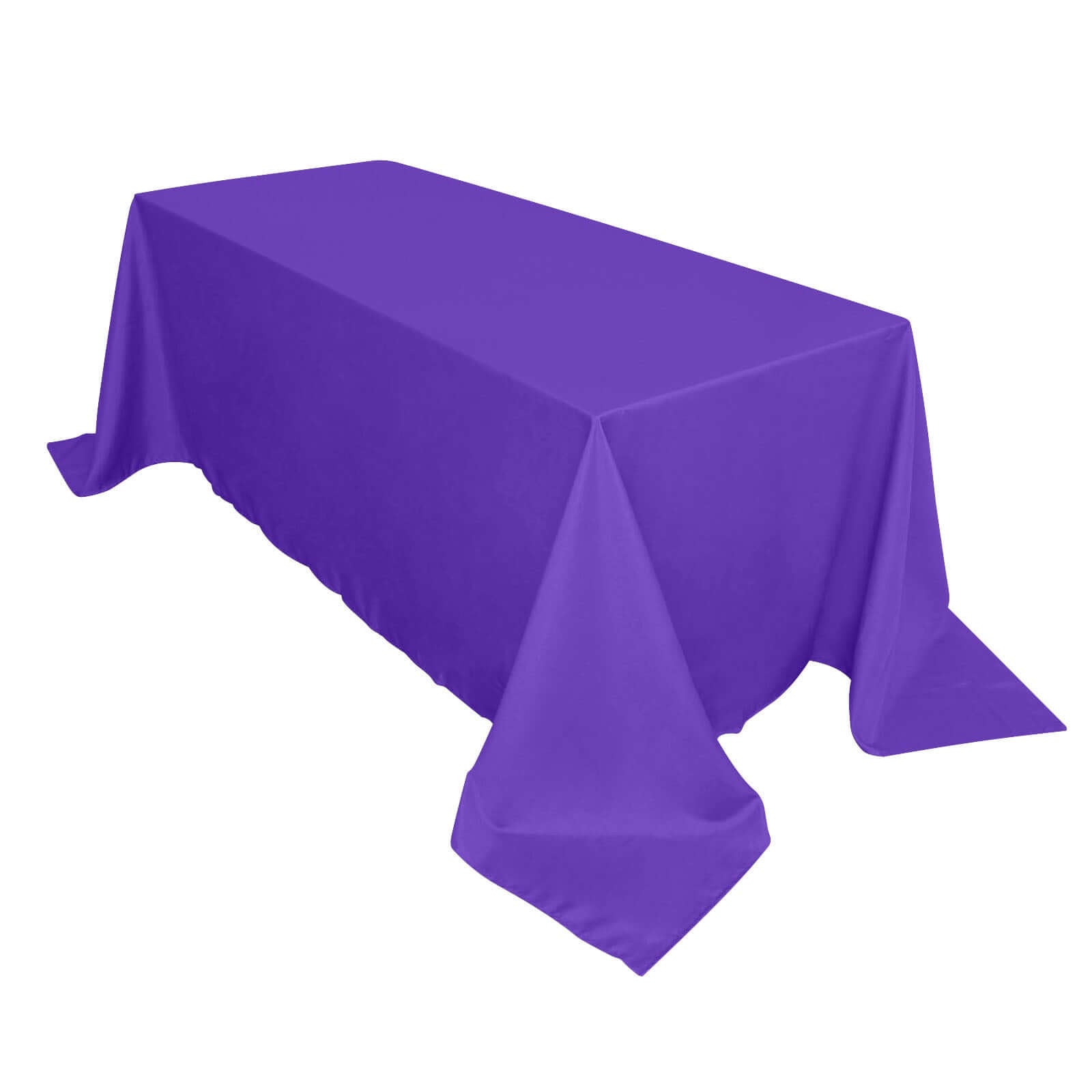 Purple 90x132 Polyester Seamless Wrinkle-Resistant Rectangle Tablecloth - Great Deal!
