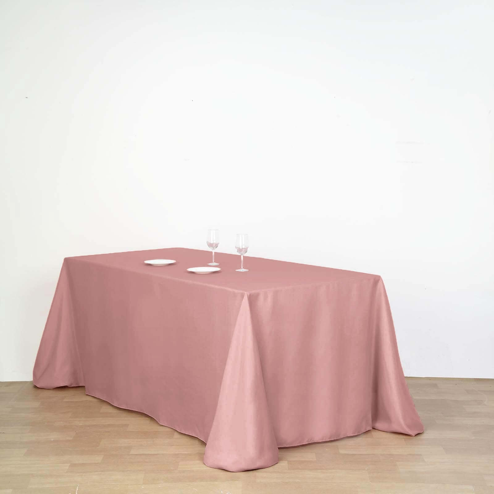 Seamless Wrinkle-Resistant Dusty Rose Polyester 90x132 Rectangle Table Cover