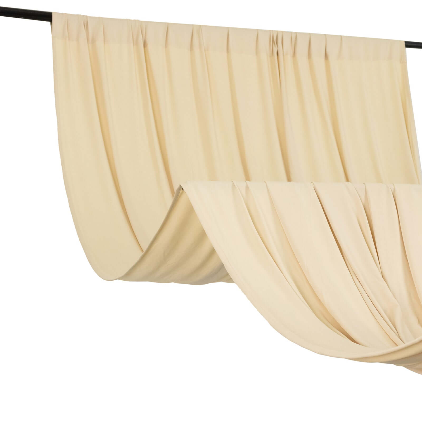 Hot Deal! 5ft x 16ft Beige Wrinkle-Free 4-Way Stretch Spandex Event Backdrop Drapes with Rod Pockets