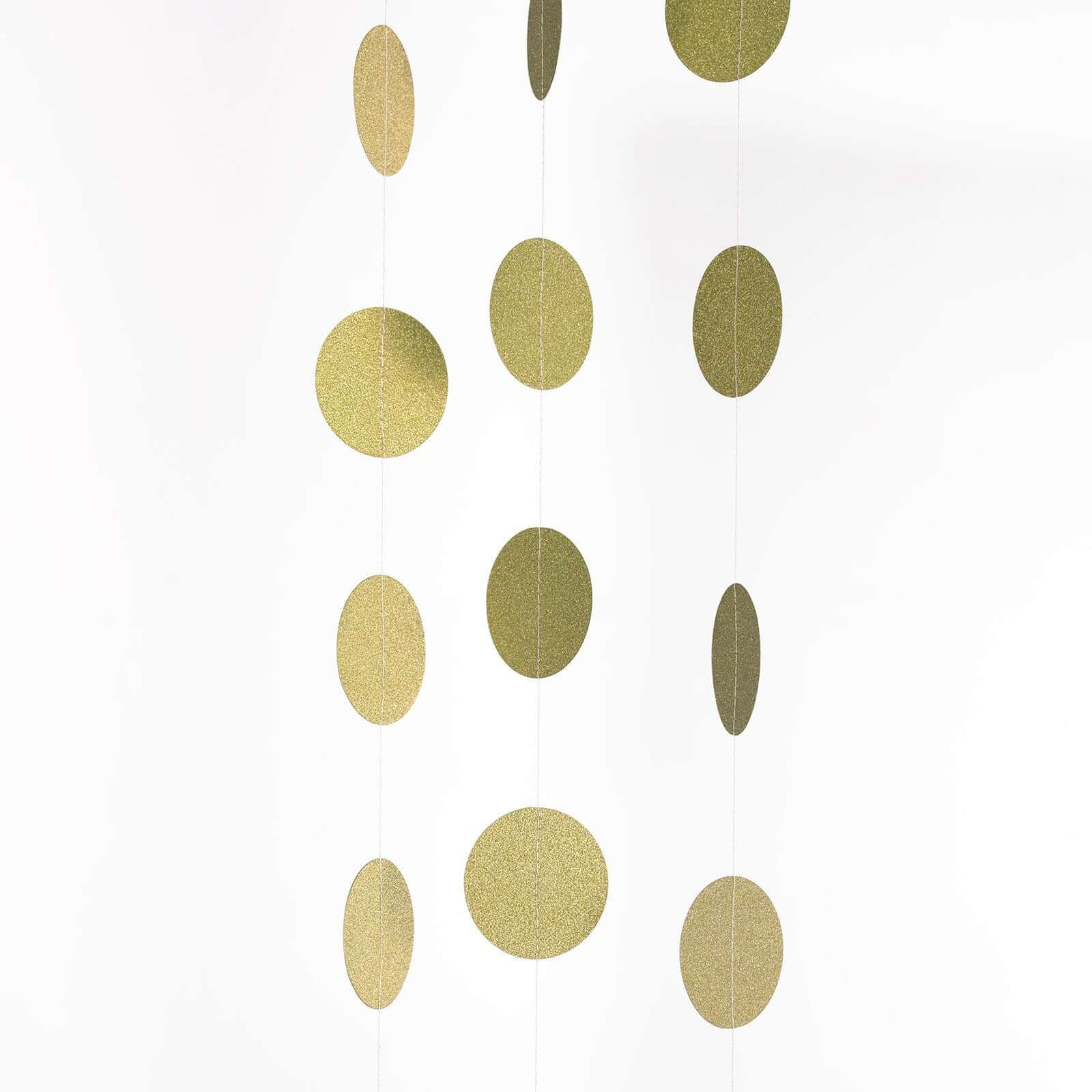 Hot Sale! 3-Piece Set of 7.5ft Gold Glitter Circle Dot Party Paper Garland Banners for Hanging Backdrops