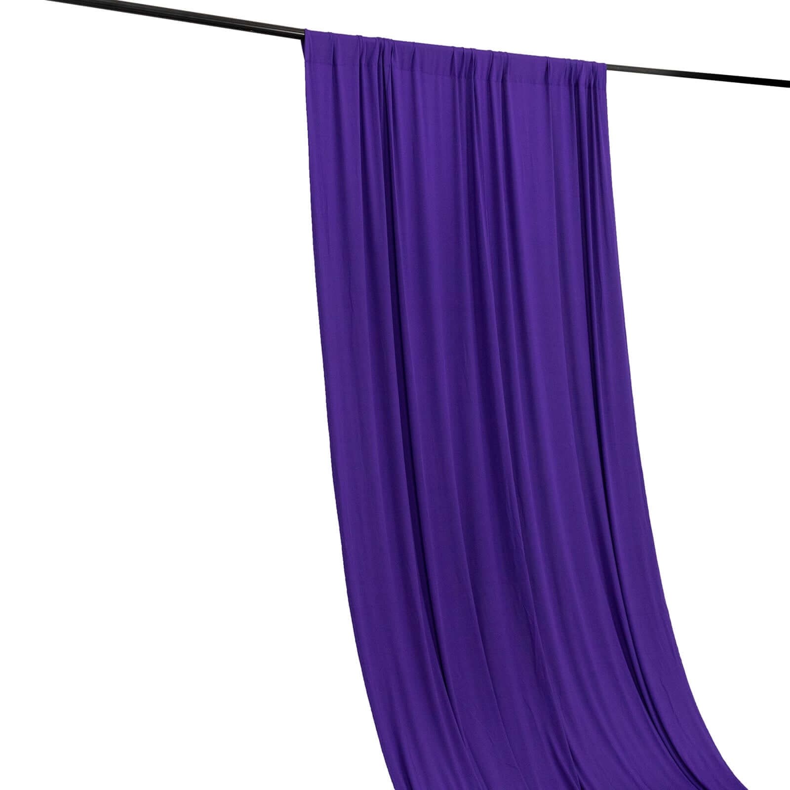 Exclusive Purple 4-Way Stretch Spandex Wrinkle-Free Event Curtain, 5ftx14ft with Rod Pockets