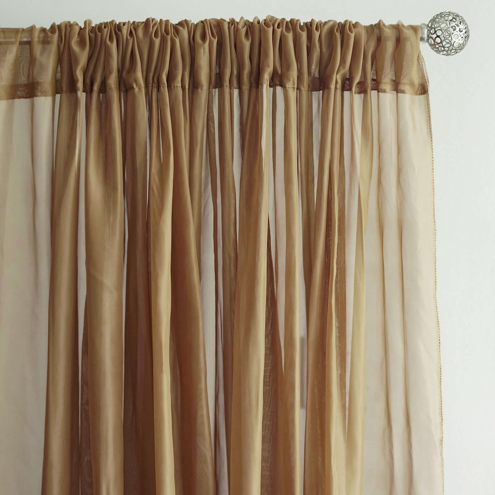 Hot Deal! 2-Pack Gold 10ftx10ft Flame-Resistant Chiffon Event Curtain Drapes with Rod Pockets