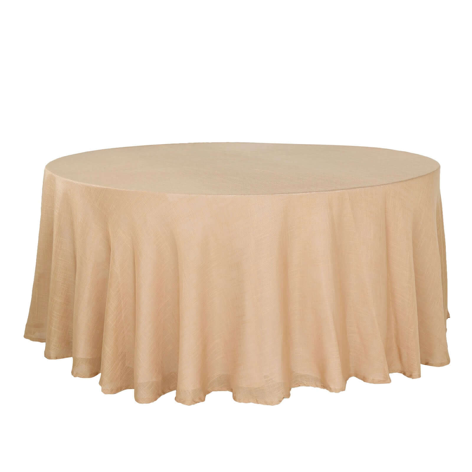 Premium Faux Linen 120" Round Wrinkle-Resistant Tablecloth - Natural