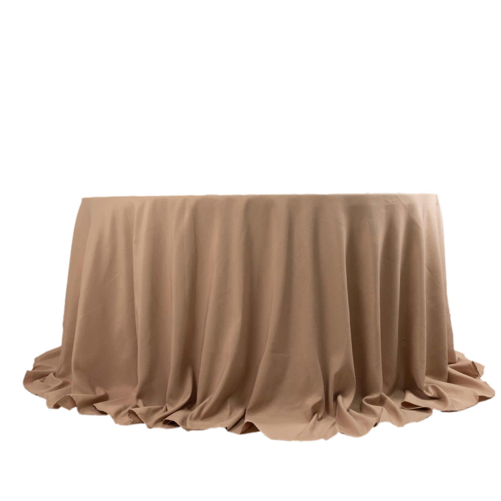 Exclusive 132' Nude Seamless Premium Polyester Wrinkle-Resistant Round Tablecloth