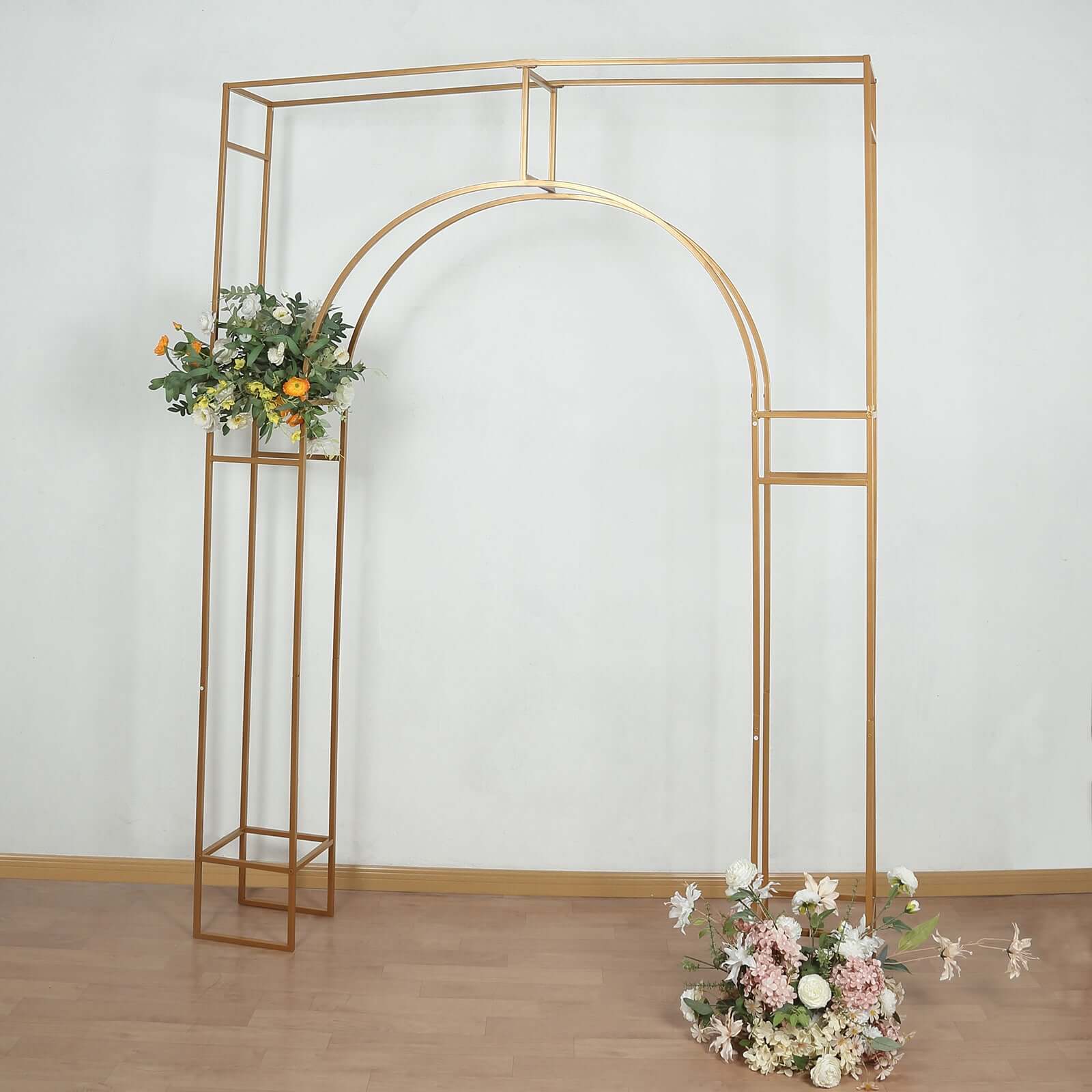 8ft Heavy Duty Gold Metal Wedding Arch in Arc de Triomphe Style - Perfect for Events