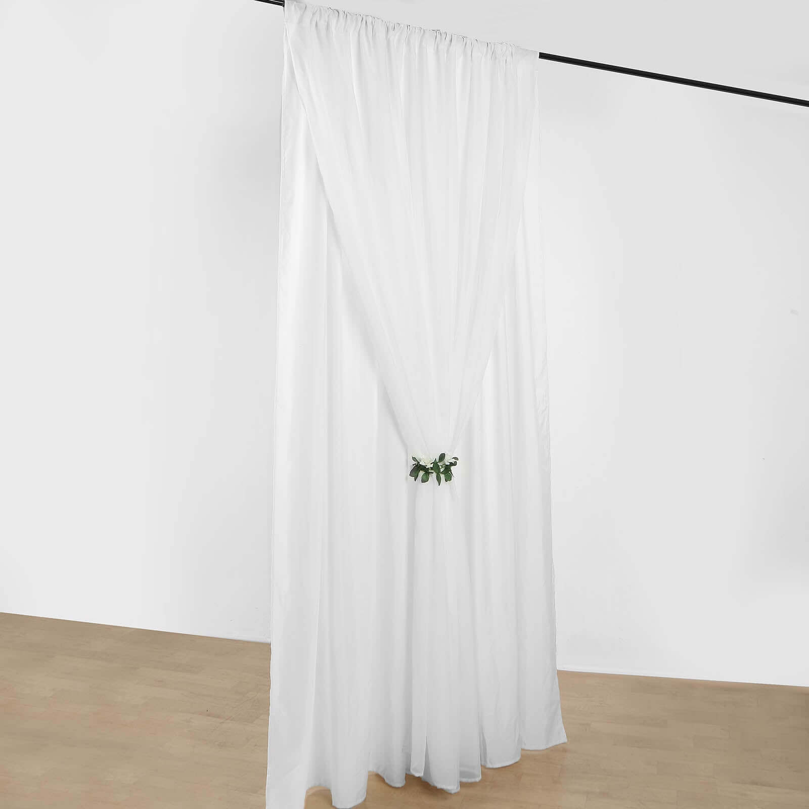Sale! 10ftx10ft Dual - Layer White Polyester & Chiffon Event Curtain Drapes with Rod Pockets