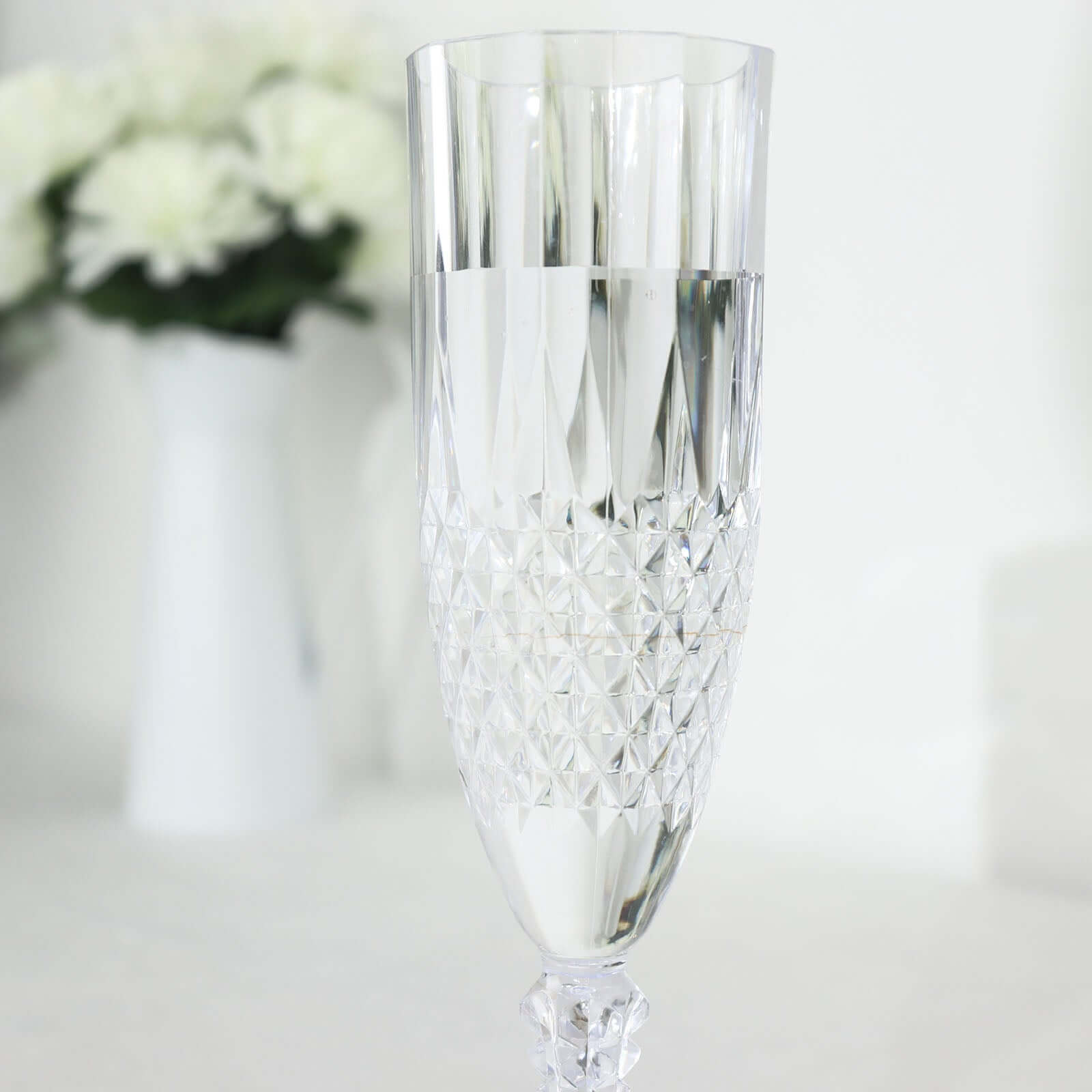 Get This 6-Pack of Reusable 8oz Clear Plastic Champagne Flutes with Crystal Cut Design