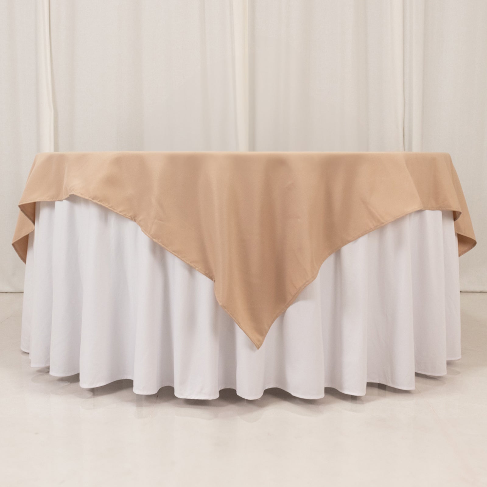 Exclusive 70x70 Nude Polyester Table Overlay - 220GSM Wrinkle-Resistant
