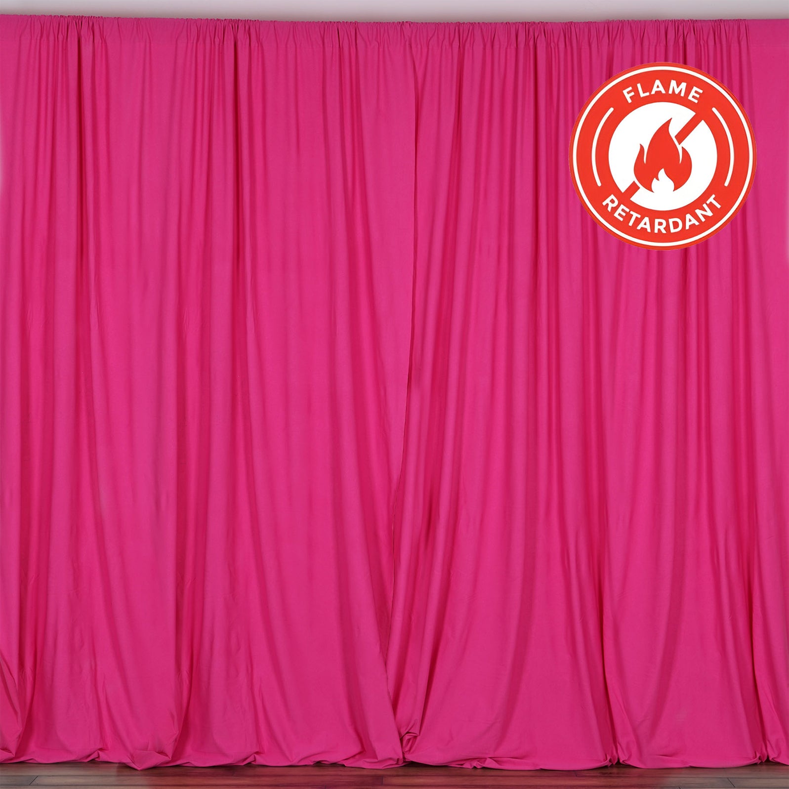 2-Pack Fuchsia 10ftx10ft Scuba Polyester Event Curtains - Durable, Flame Resistant & Wrinkle Free