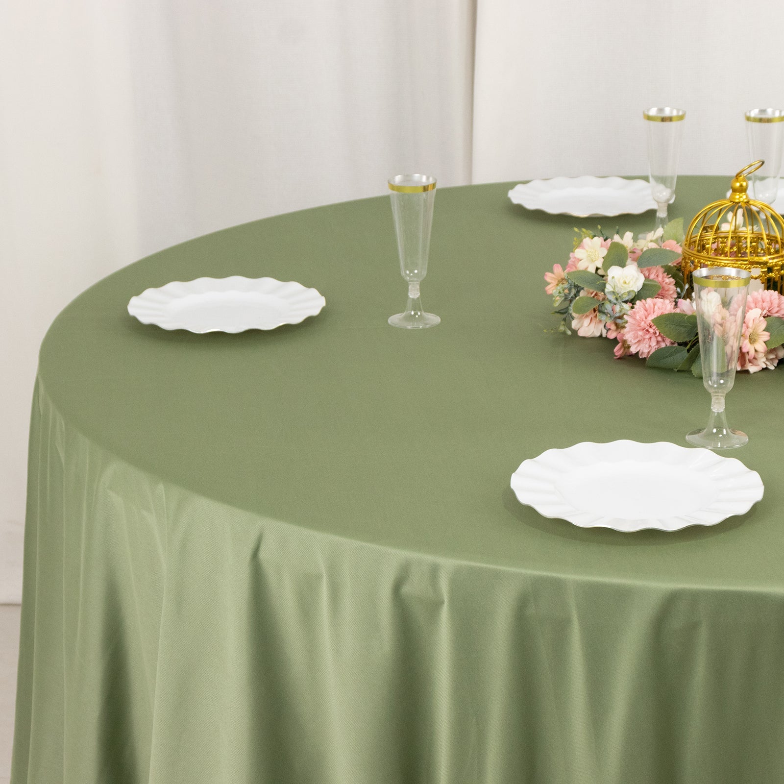 Wrinkle-Free & Stain-Resistant Premium Scuba 108-Inch Round Dusty Sage Green Tablecloth