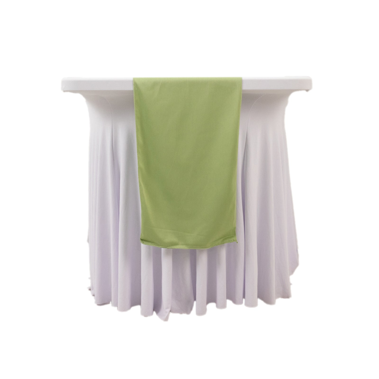 Premium Wrinkle-Free Sage Green Scuba Polyester Table Runner (12x108 Inches) for Events