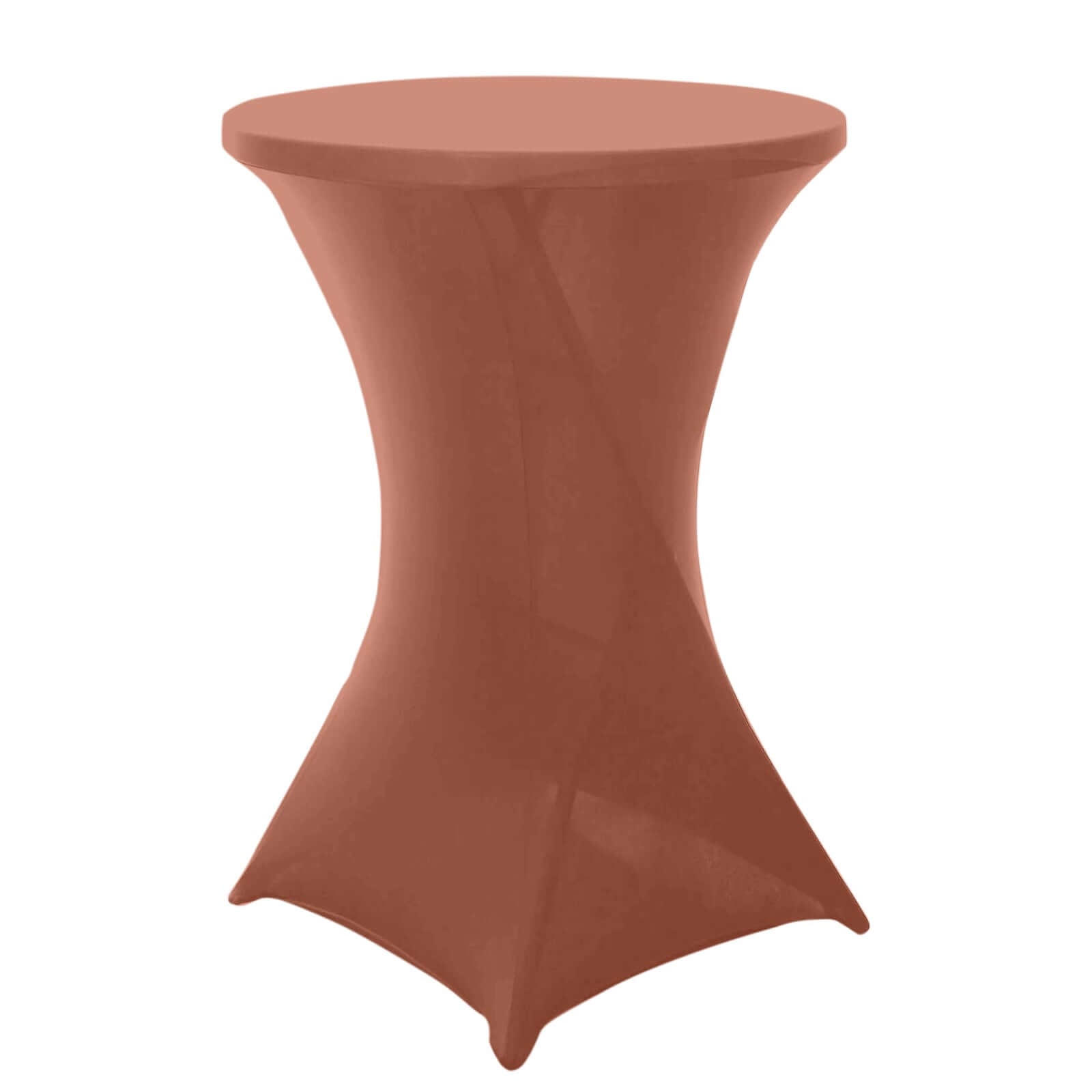 Affordable Stretch Fitted Spandex Cocktail Table Cover in Terracotta (Rust) for 24-32
