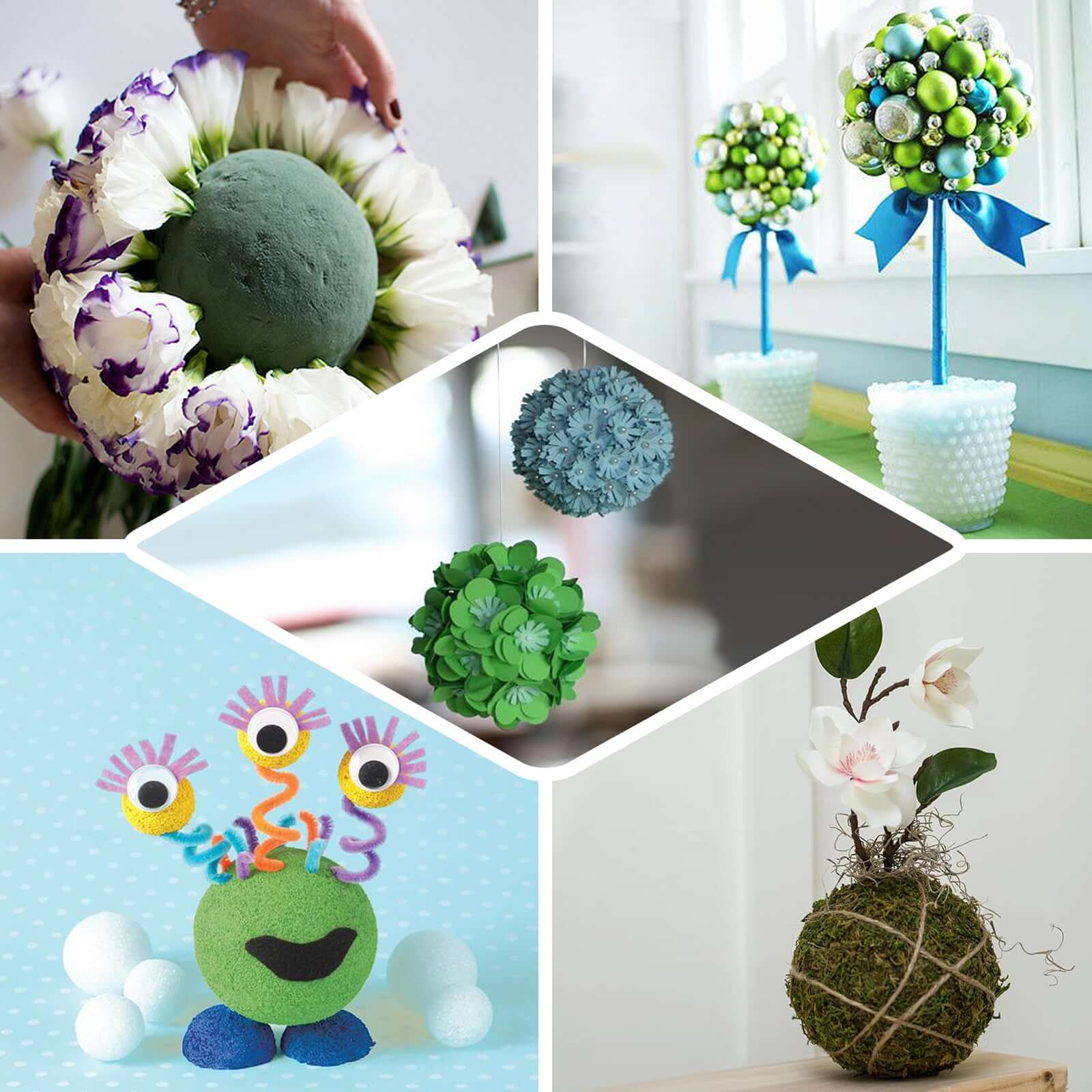 Hot Sale! 3-Pack 6-Inch Green DIY Floral Craft Foam Balls for Flower Arrangements