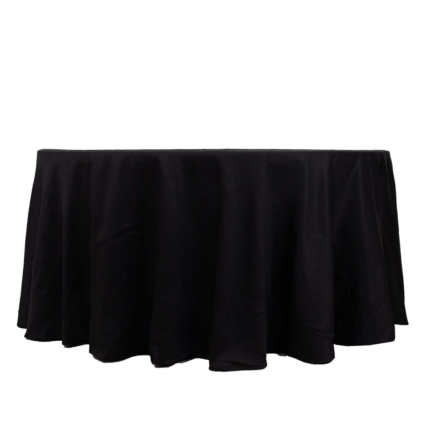 Exclusive! 120' Black Seamless Cotton Round Tablecloth - Soft & Breathable