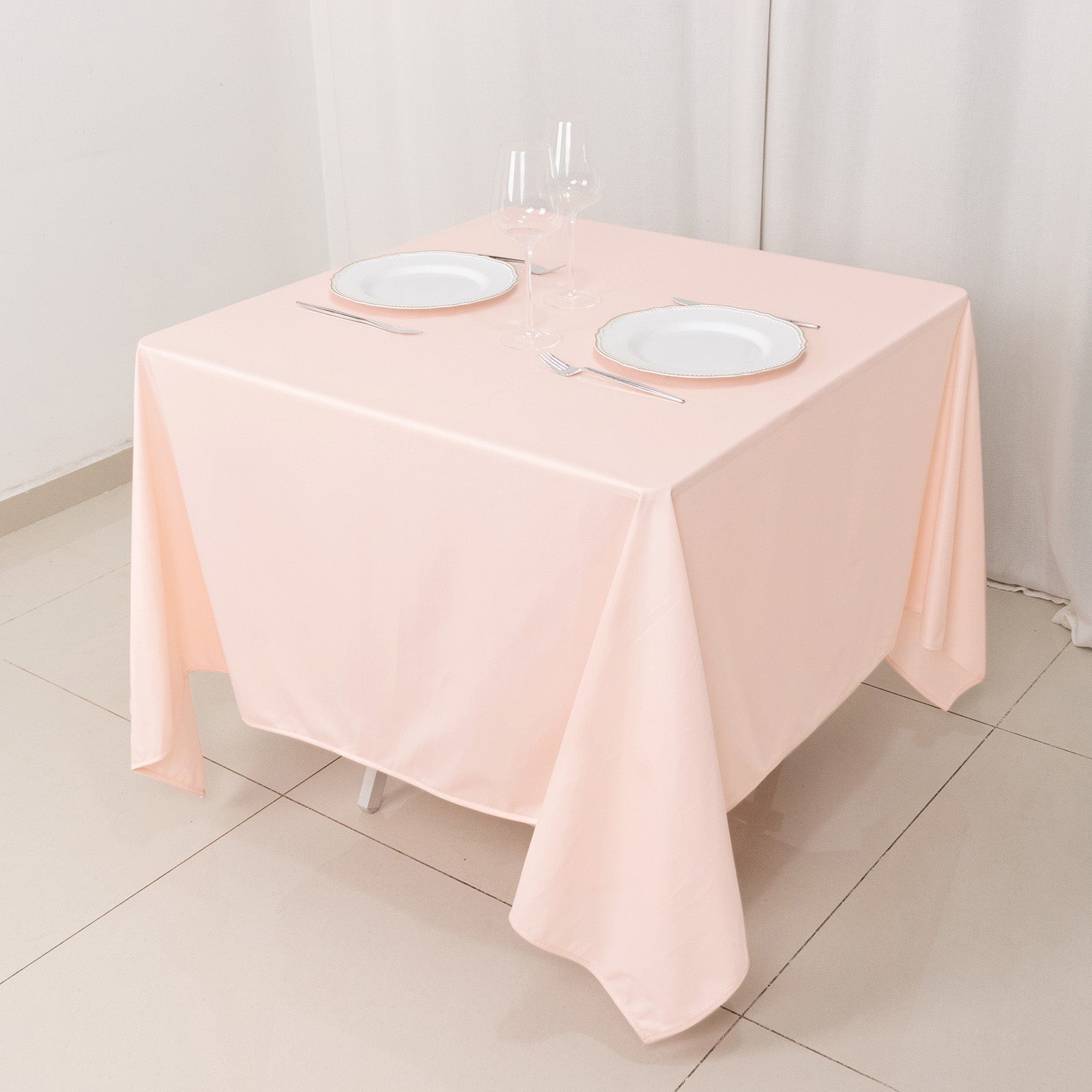 Premium Blush 70x70 Wrinkle-Free & Stain-Resistant Scuba Square Tablecloth