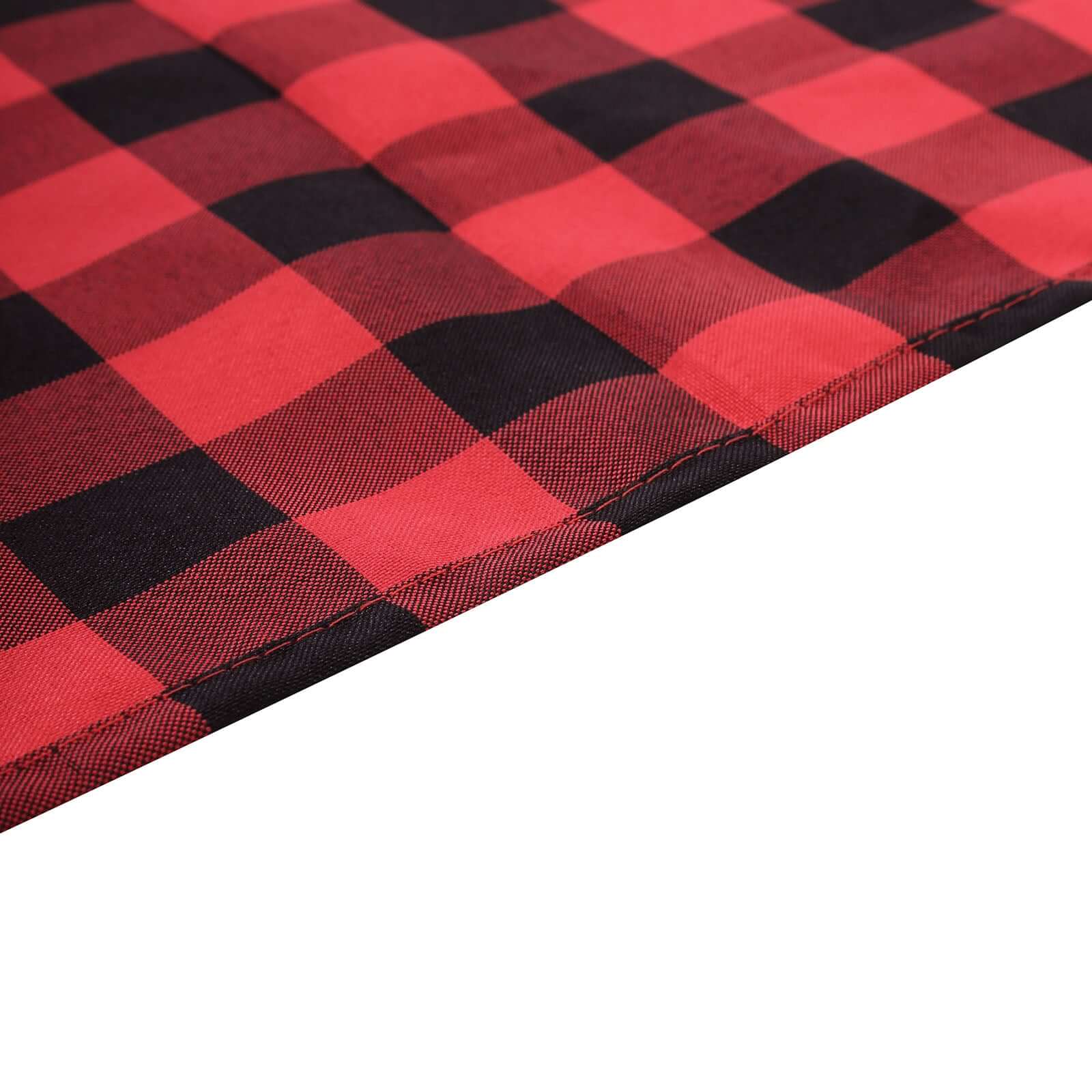 Black/Red Checkered Buffalo Plaid Polyester Tablecloth 60x102 - Ideal for Everyday Use