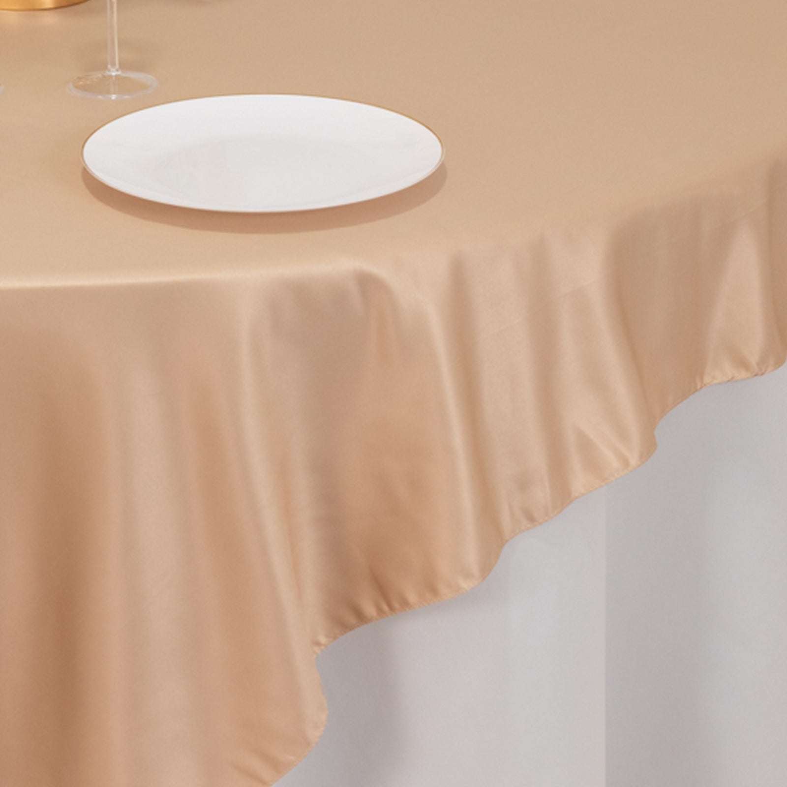 Nude Lamour Satin 72x72 Square Table Overlay with Smooth Finish