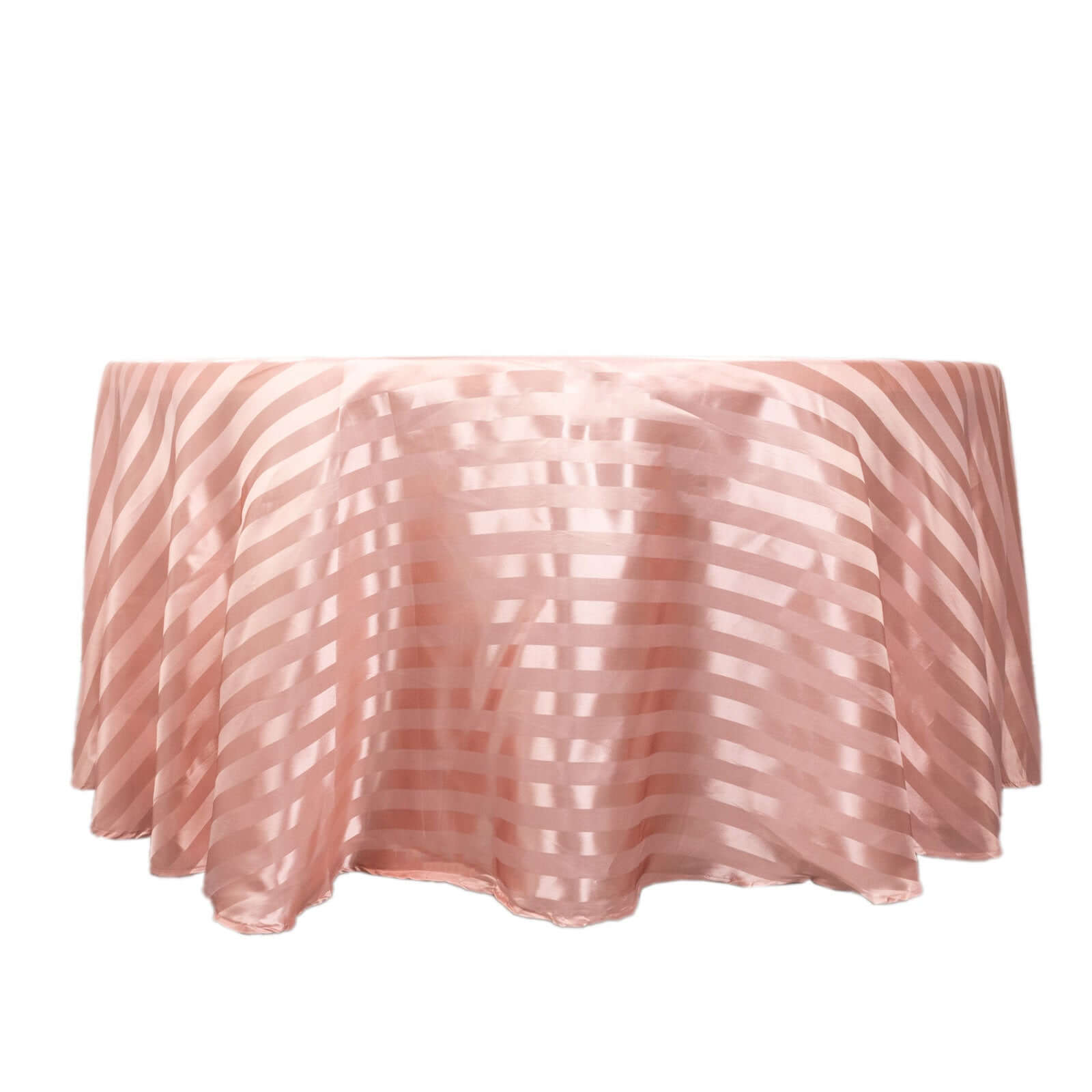 Hot Deal! Silky Seamless Dusty Rose Satin Round Tablecloth with Glossy Stripes, 120' Dia.