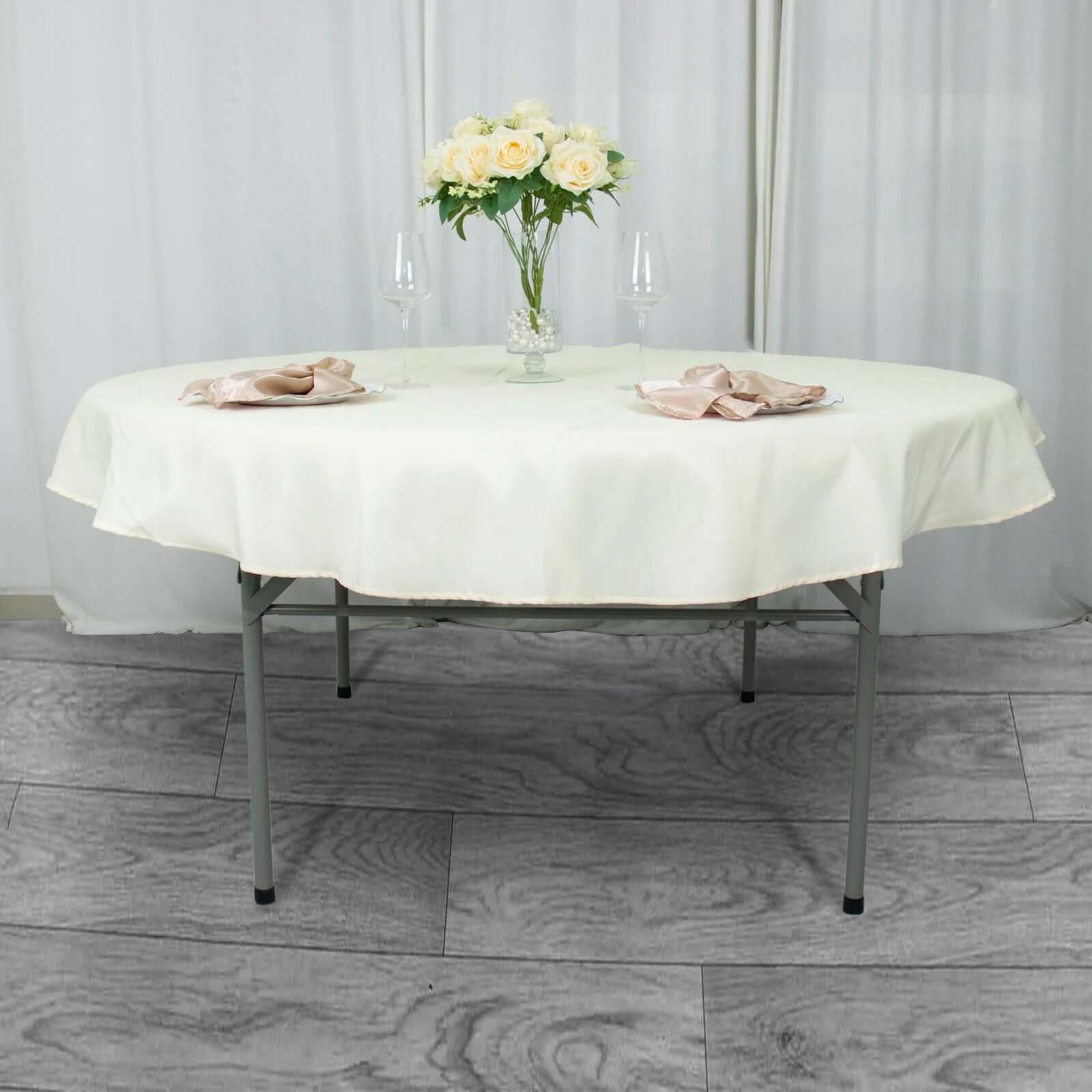 Ivory 70-Inch Premium Polyester Round Tablecloth - 220GSM, Stain & Wrinkle Resistant