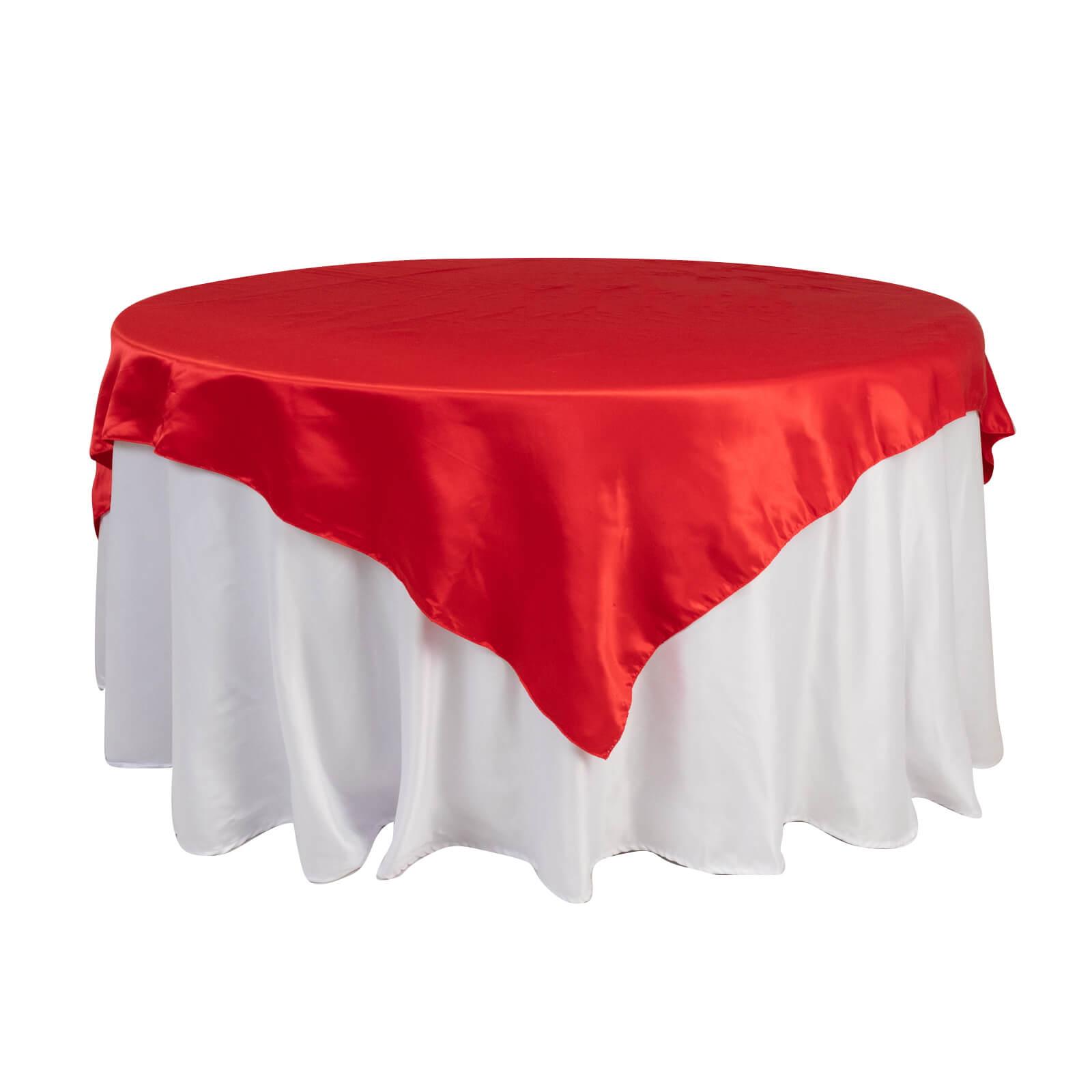 Hot Sale! Red Lamour Satin Square Table Overlay 72x72 for Various Events