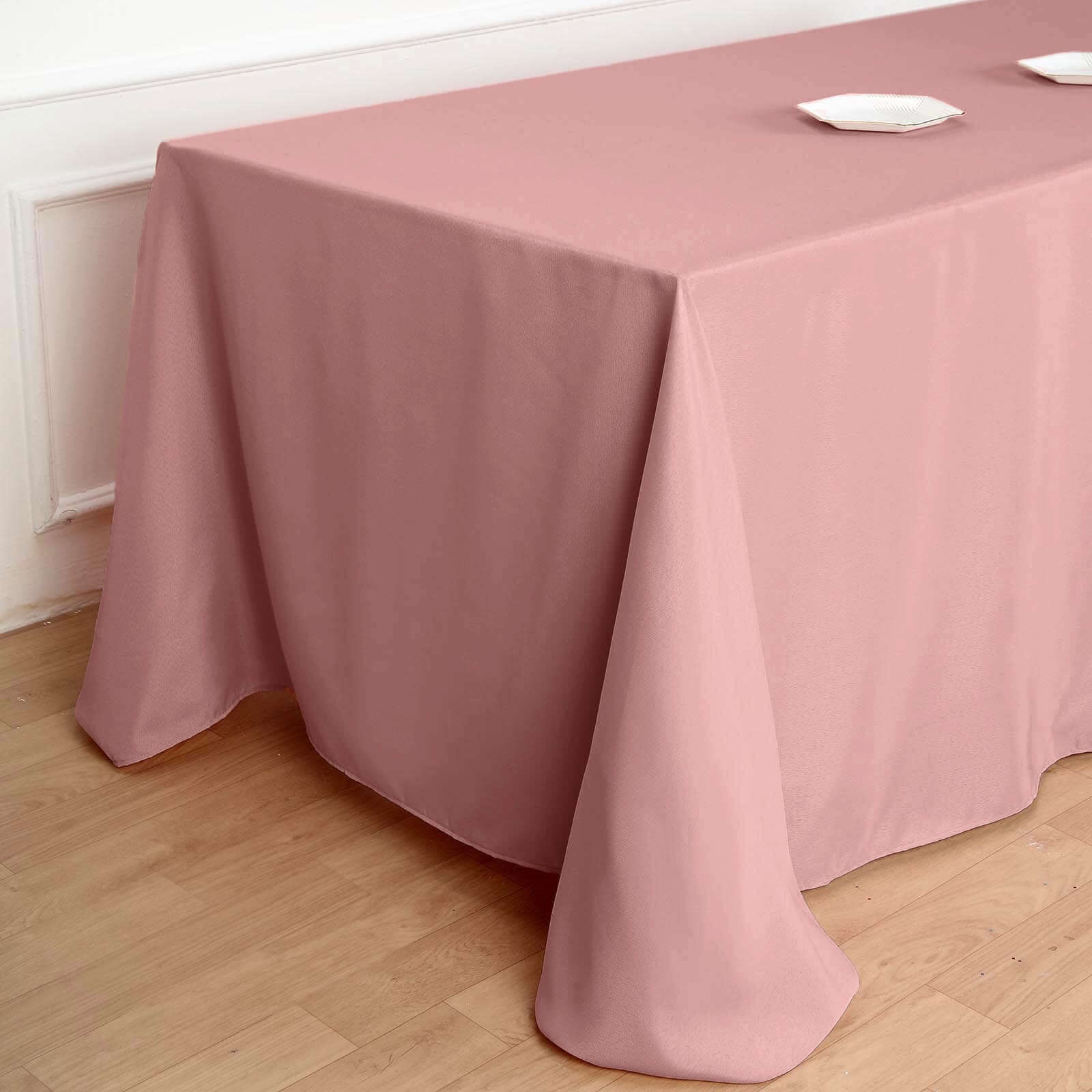 Seamless Wrinkle-Resistant Dusty Rose Polyester 90x132 Rectangle Table Cover