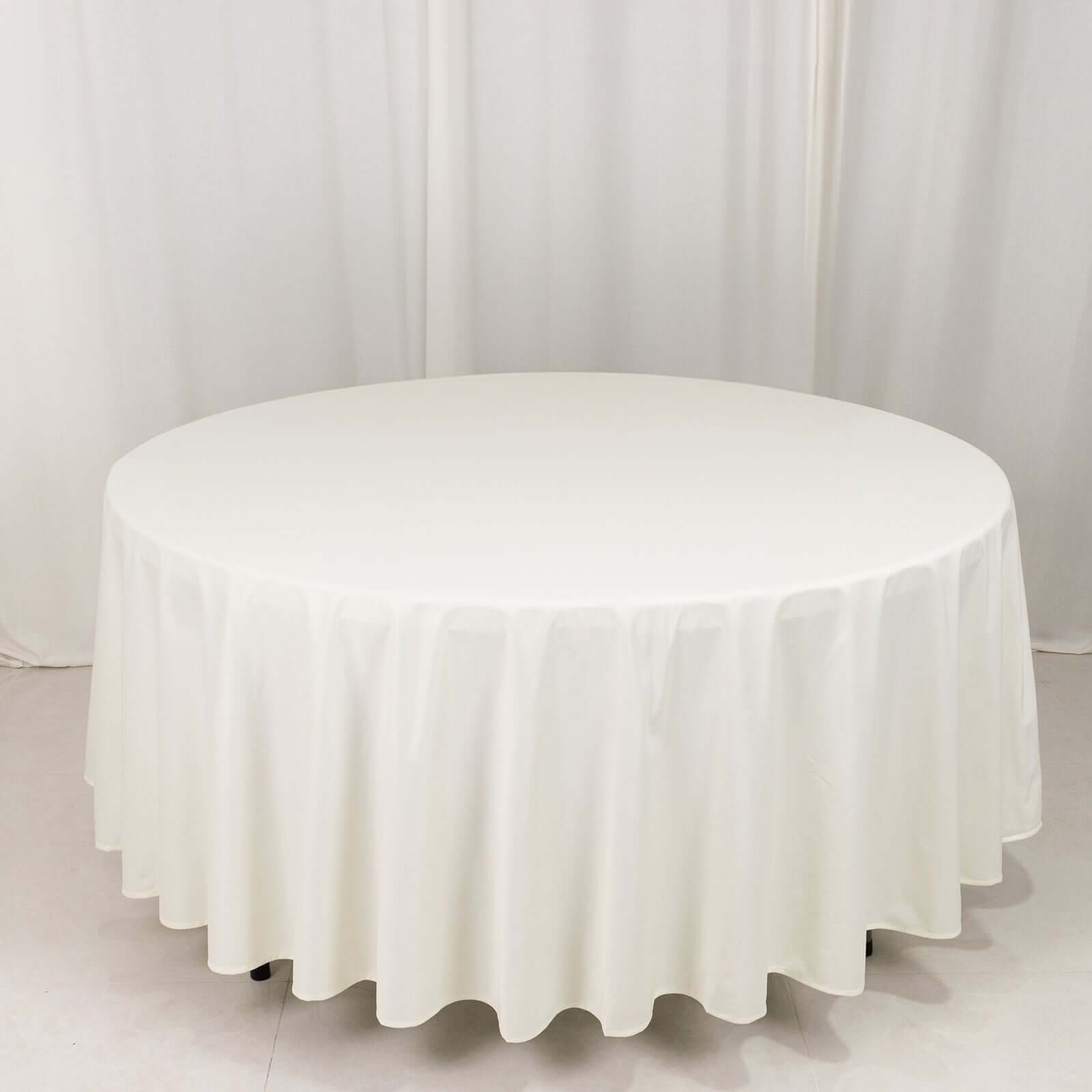 Ivory Premium Wrinkle-Free & Stain-Resistant 108' Scuba Round Tablecloth