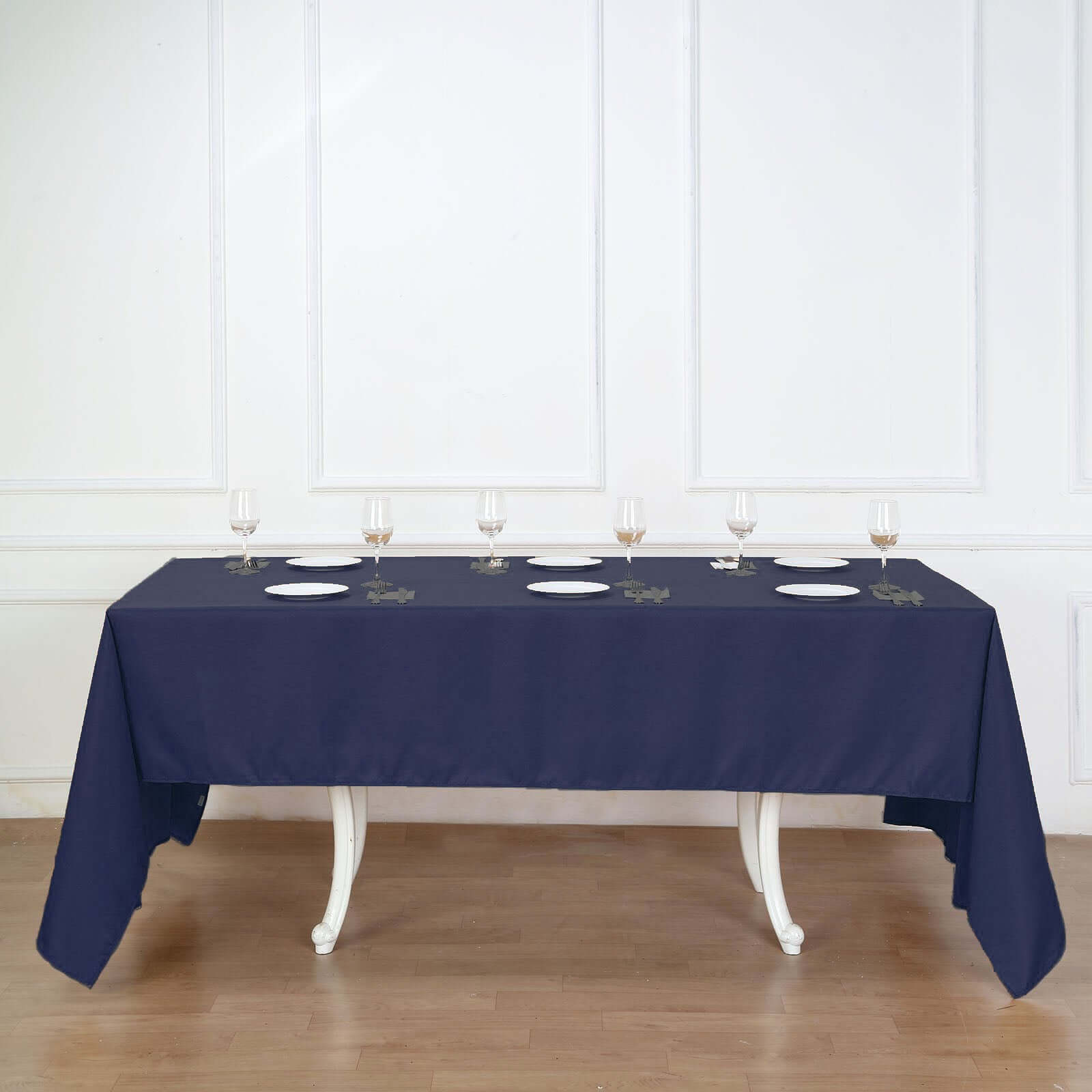 Wrinkle-Resistant Navy Blue 60x126 Polyester Rectangle Table Cover