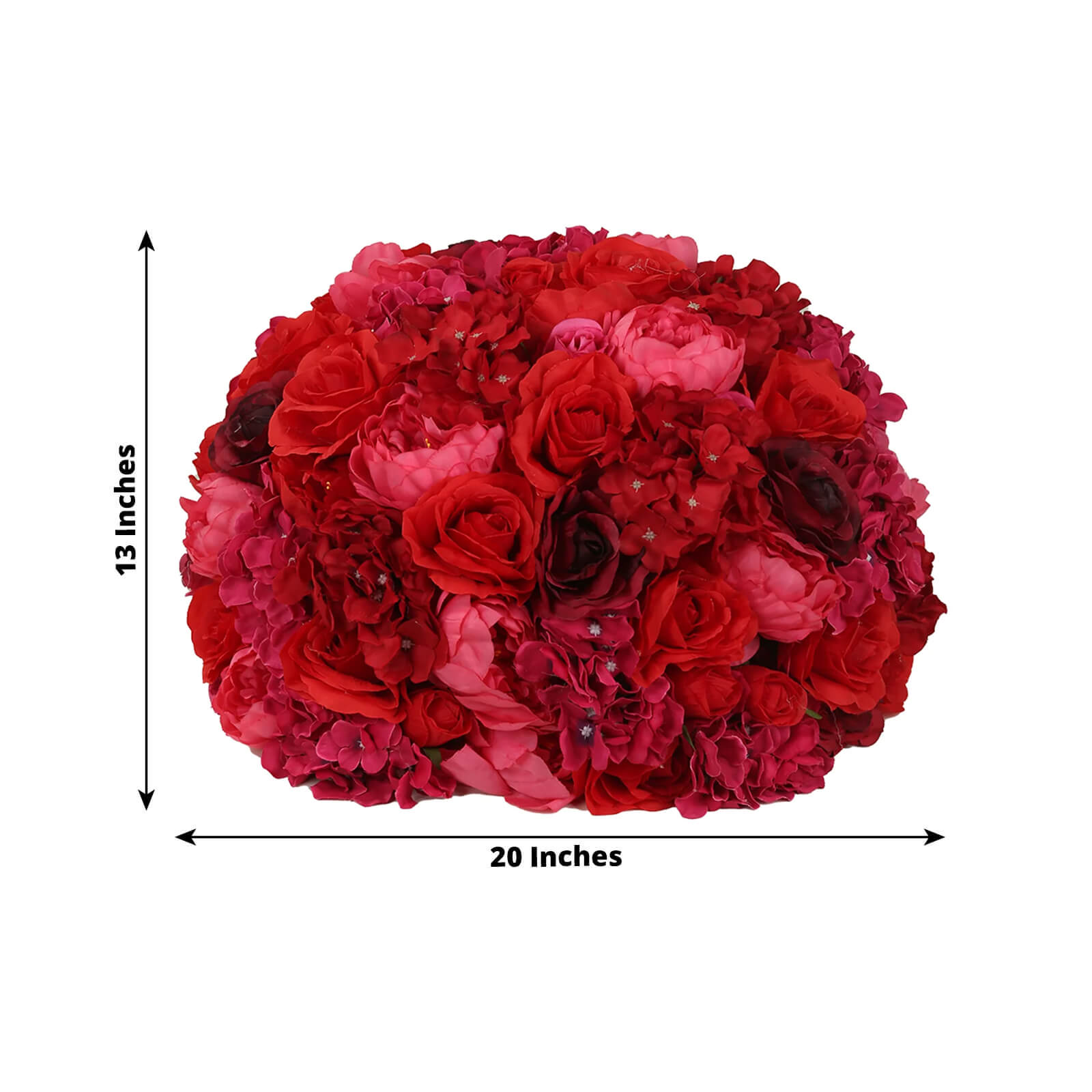 Hot Sale! Large Red Artificial Silk Rose Flower Ball Bouquet for Wedding Centerpieces and Table Decor - 20