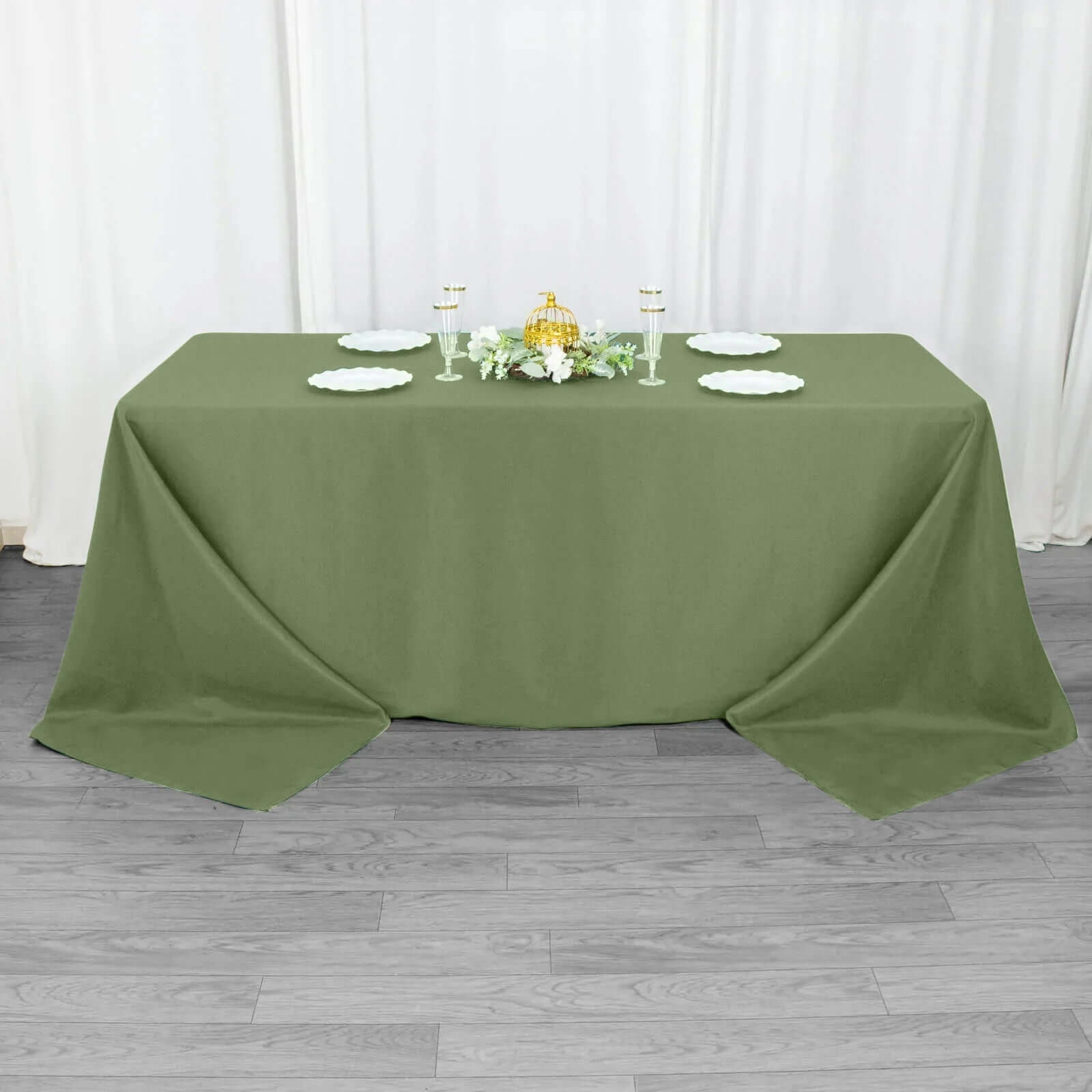 220GSM Seamless Stain-Resistant Premium Polyester Rectangle Tablecloth in Dusty Sage Green 90x132