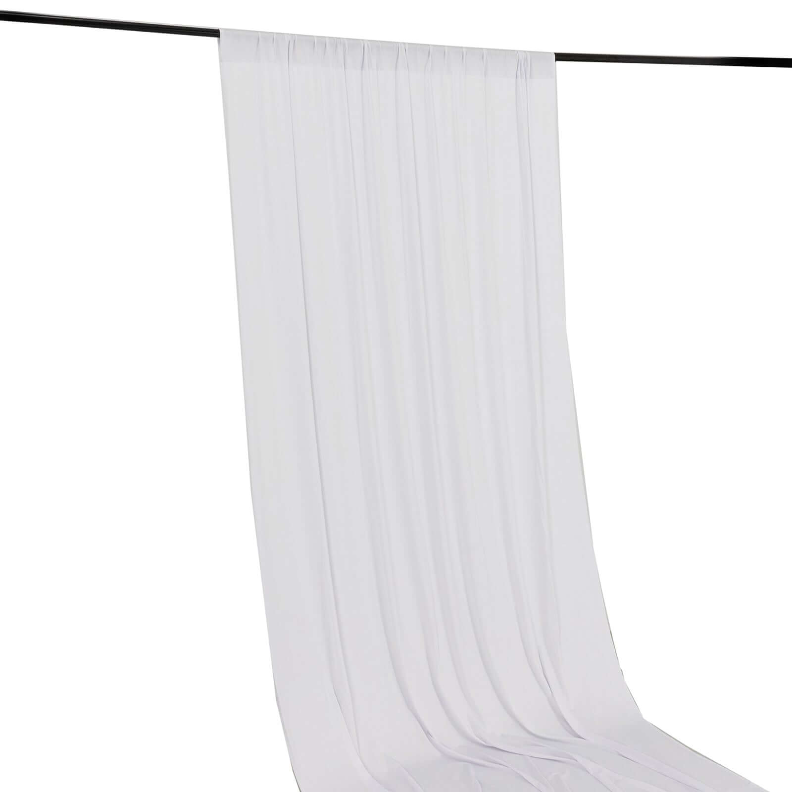 Exclusive White 4-Way Stretch Spandex Event Curtain - 5ftx14ft, Wrinkle-Free with Rod Pockets