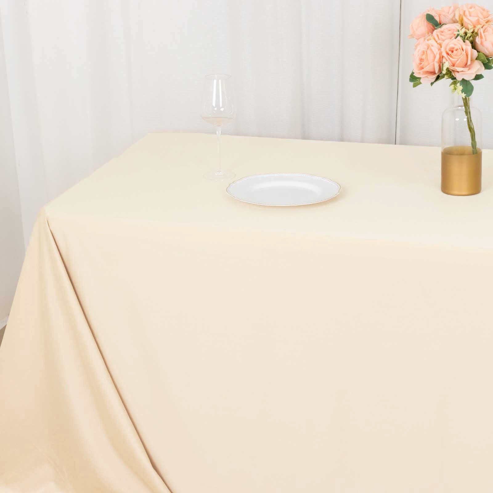 Exclusive Beige Scuba Polyester Wrinkle-Free & Stain-Resistant 90x132 Tablecloth